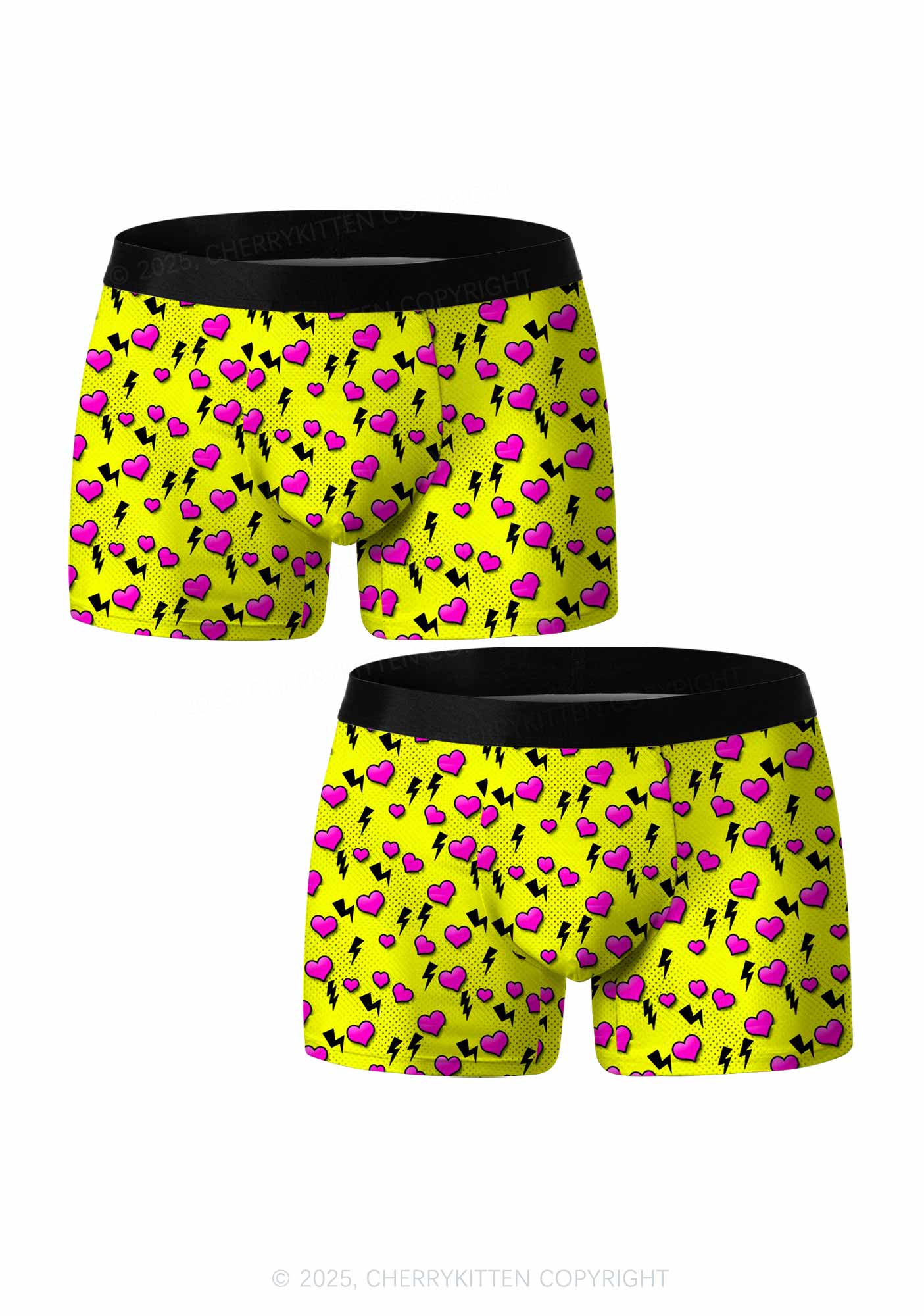 Heart Flash Valentine's Day Y2K Print Couples Boxer Briefs Set Cherrykitten