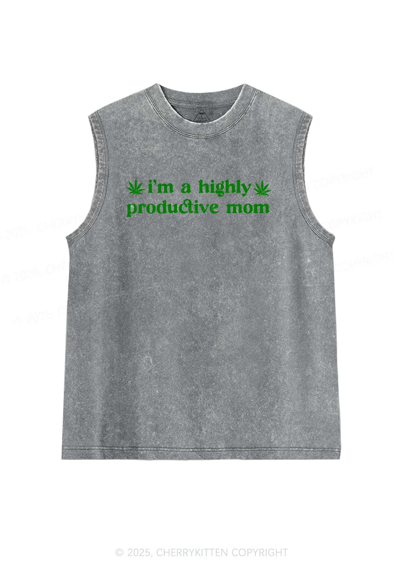 Highly Productive Mom Y2K Washed Tank Cherrykitten - Image 7