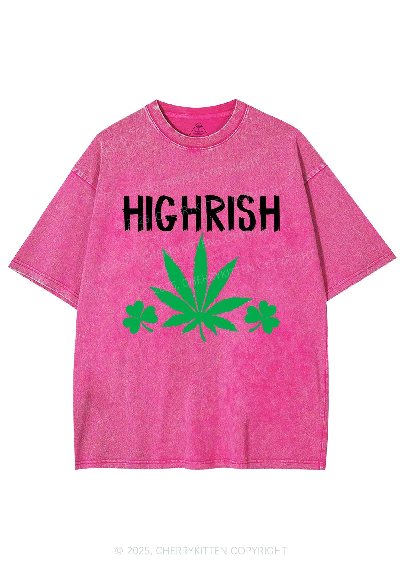 Highrish St Patricks Y2K Washed Tee Cherrykitten - Image 5