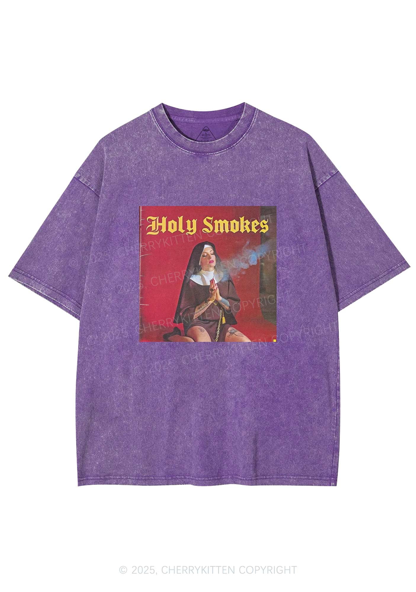Holy Smokes Y2K Washed Tee Cherrykitten - Image 5