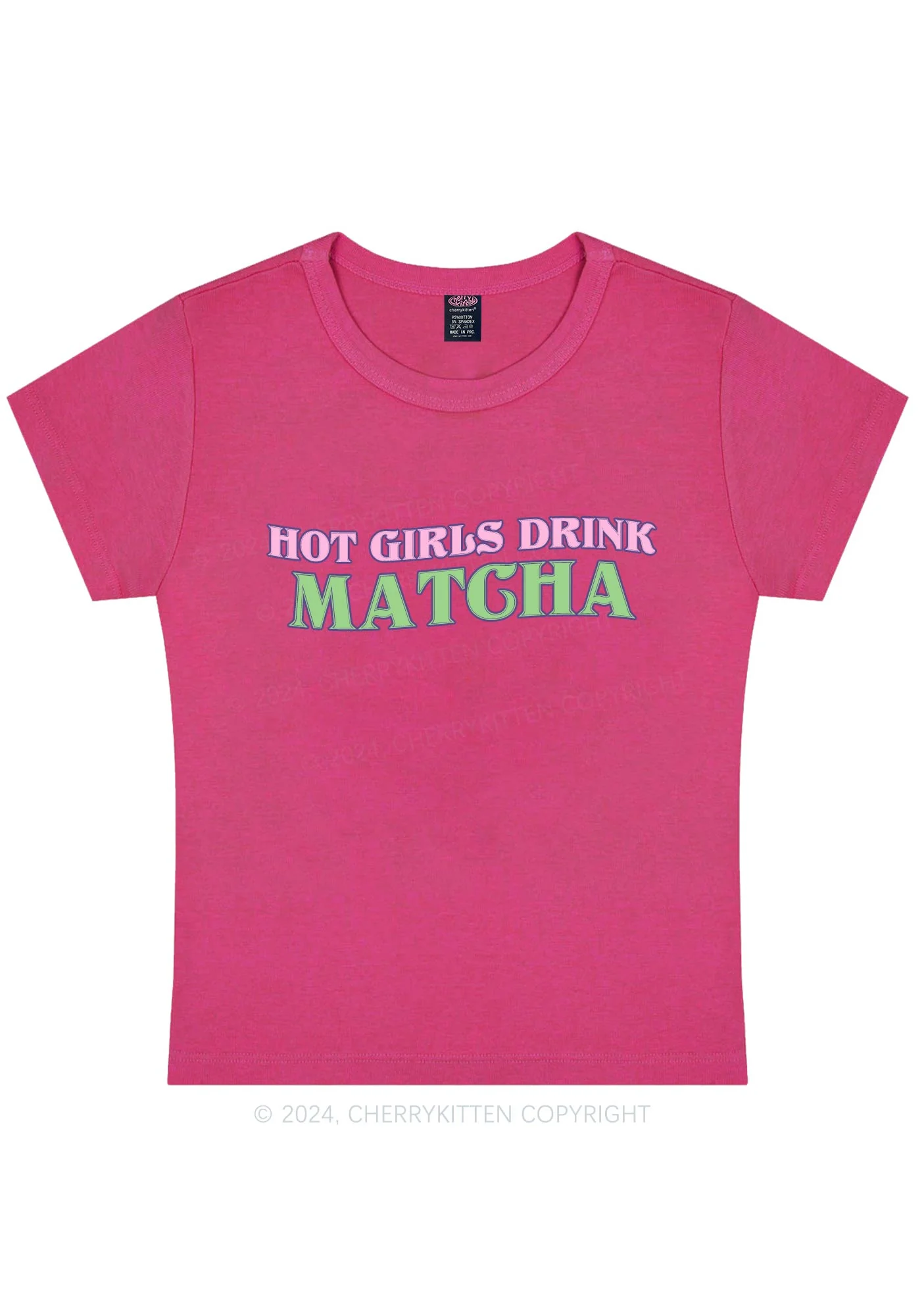 Hot Girls Drink Matcha Y2K Baby Tee Cherrykitten - Image 9