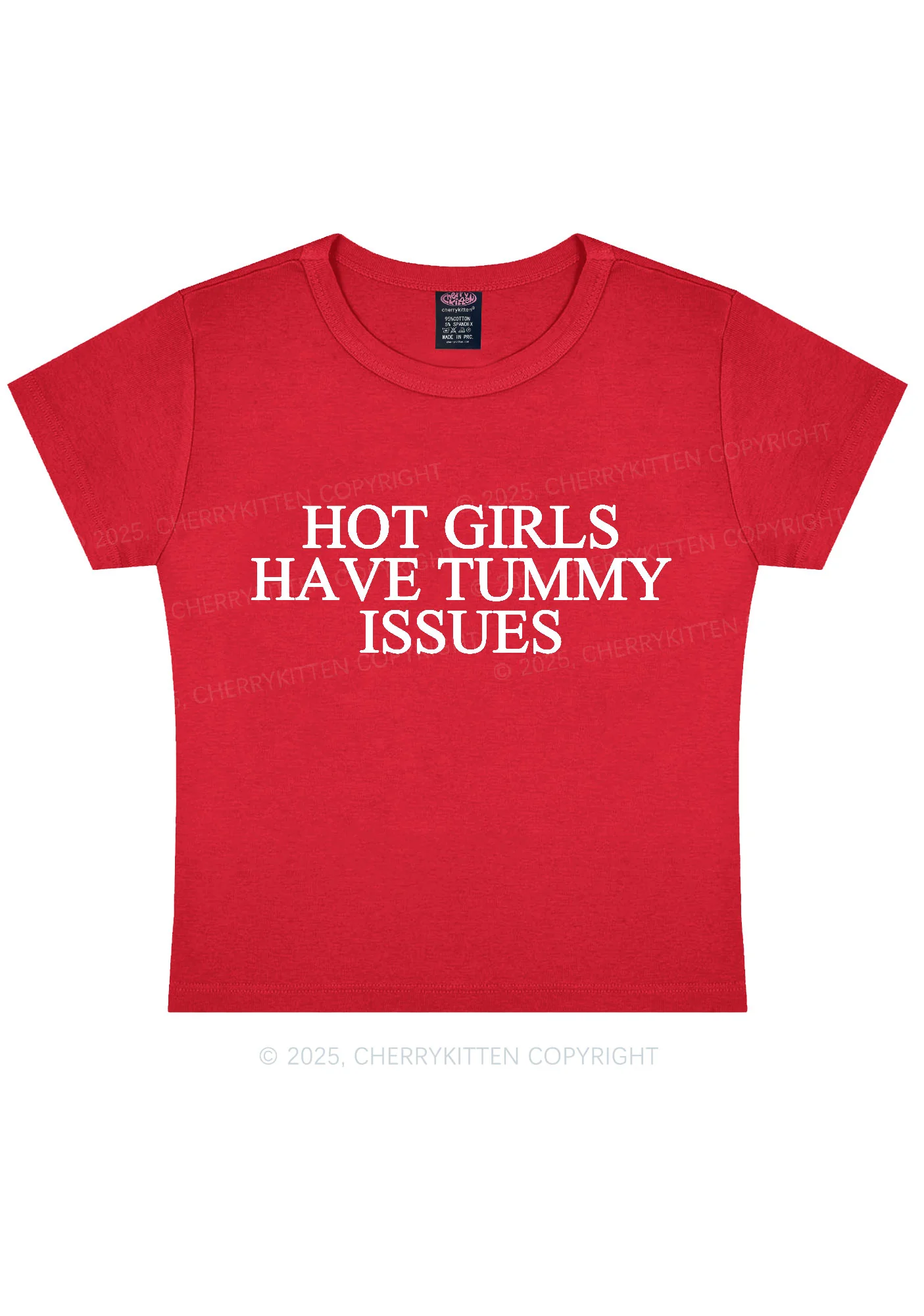 Hot Girls Have Tummy Issues Y2K Baby Tee Cherrykitten - Image 4