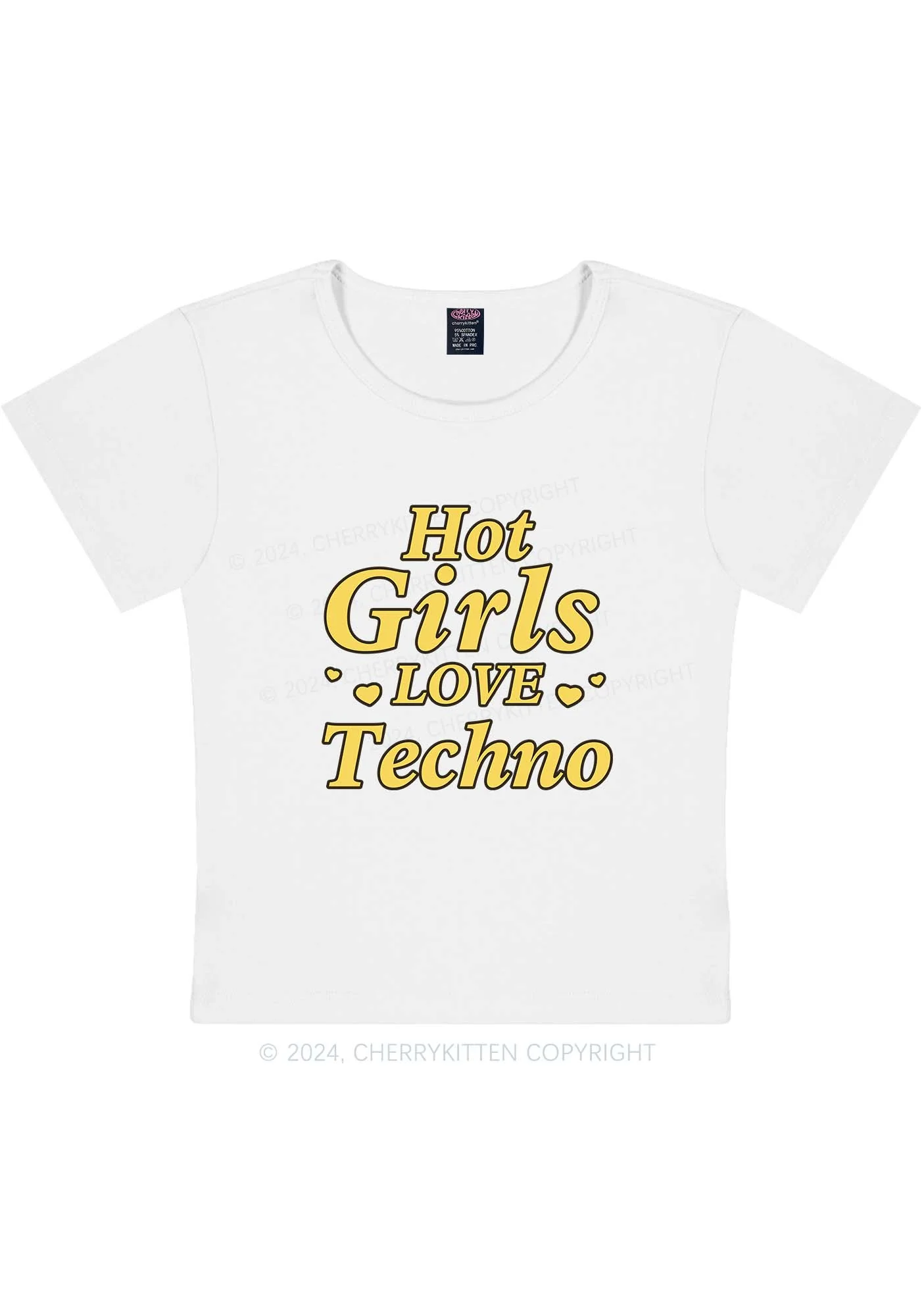 Hot Girls Love Techno Y2K Baby Tee Cherrykitten - Image 6