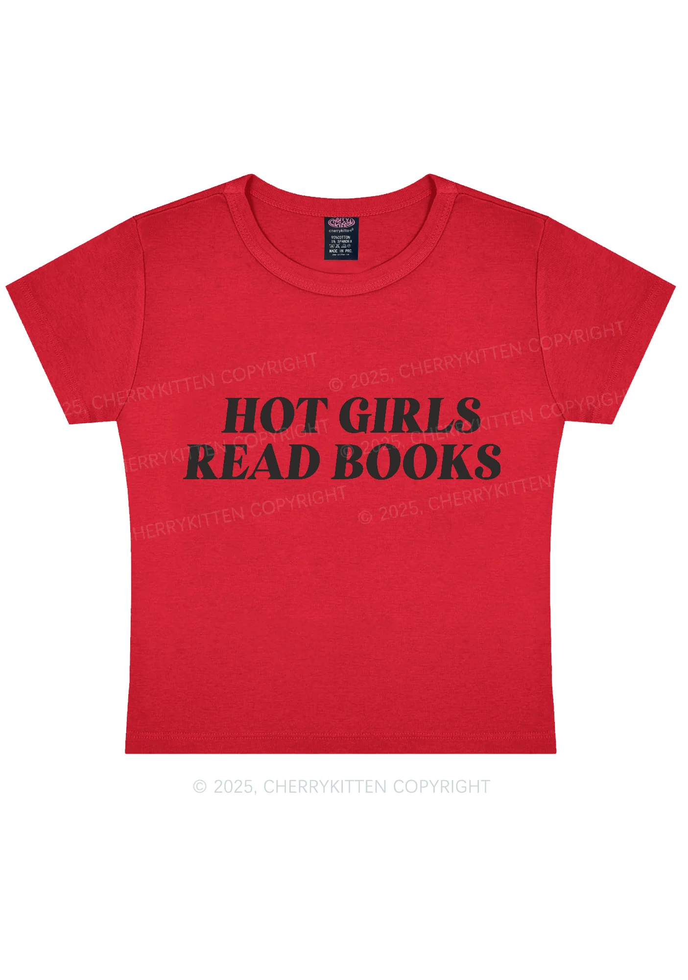 Hot Girls Read Books Y2K Baby Tee Cherrykitten - Image 5