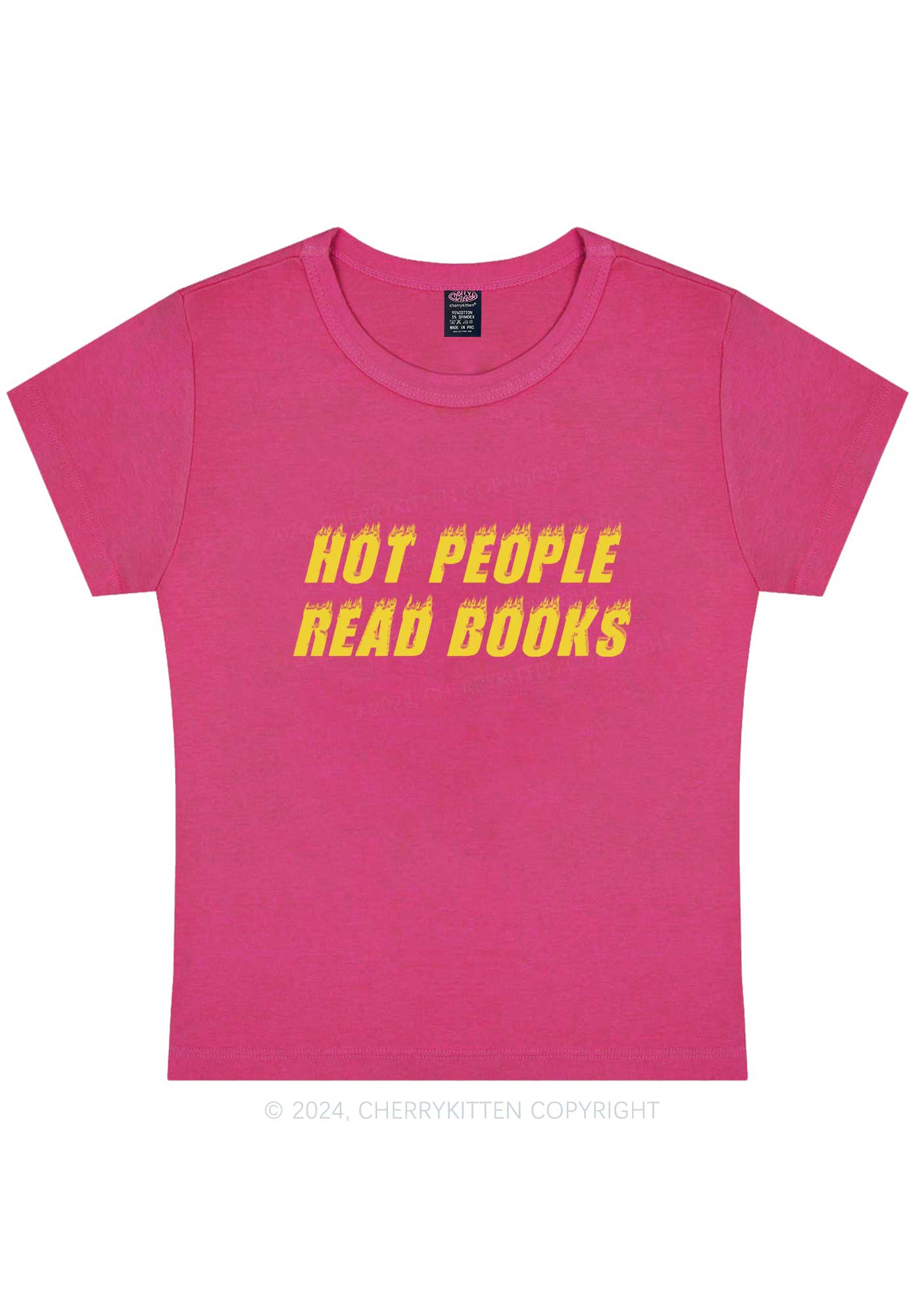 Hot People Read Books Y2K Baby Tee Cherrykitten - Image 6