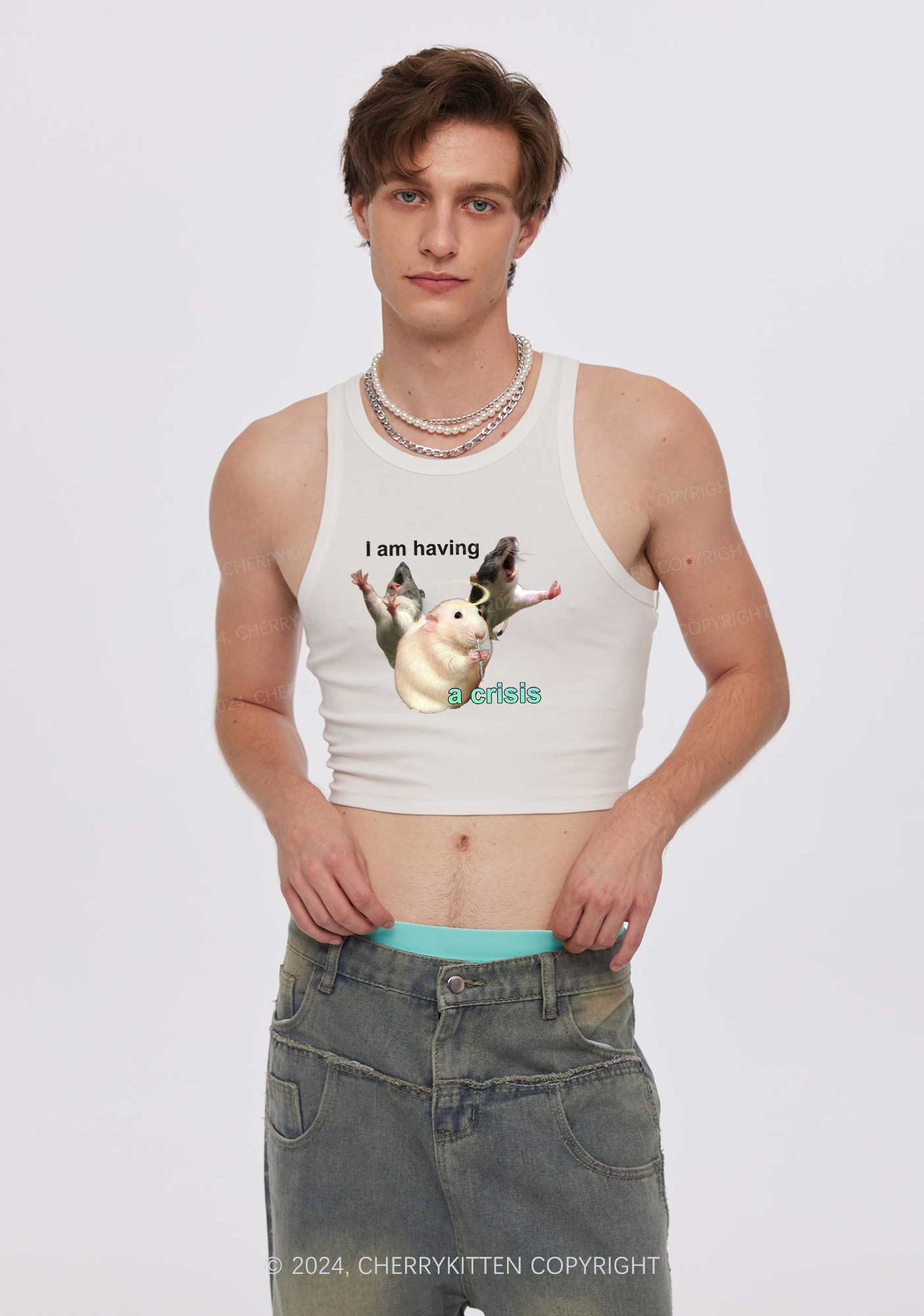 I Am Having Crisis Y2K Crop Tank Top Cherrykitten - Image 2
