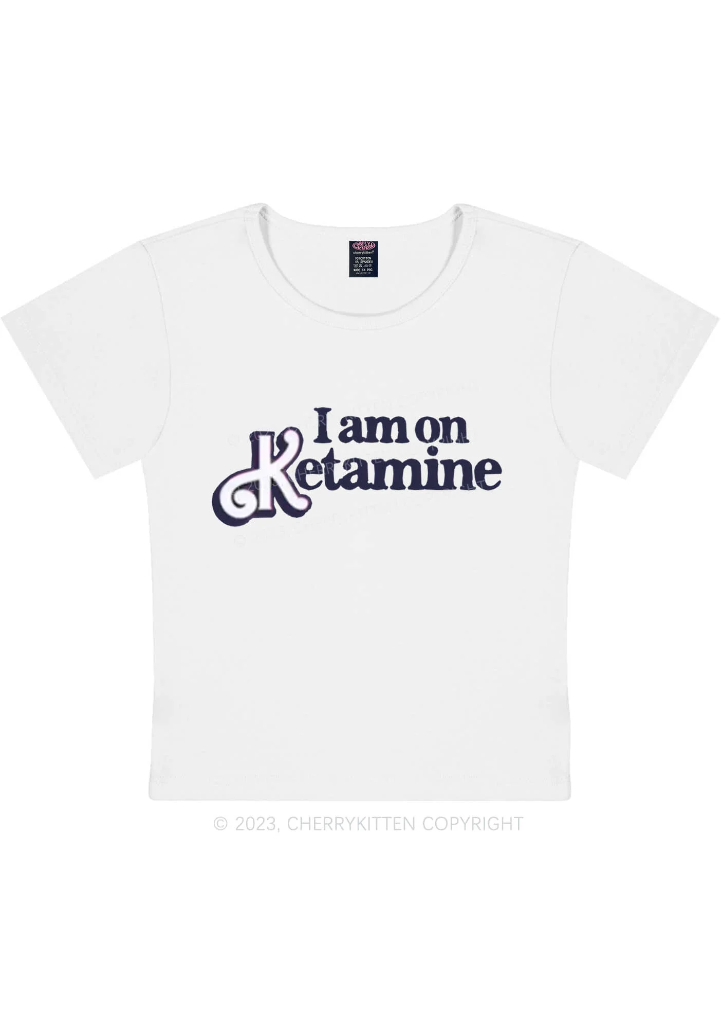 I Am On K Y2K Baby Tee Cherrykitten - Image 3