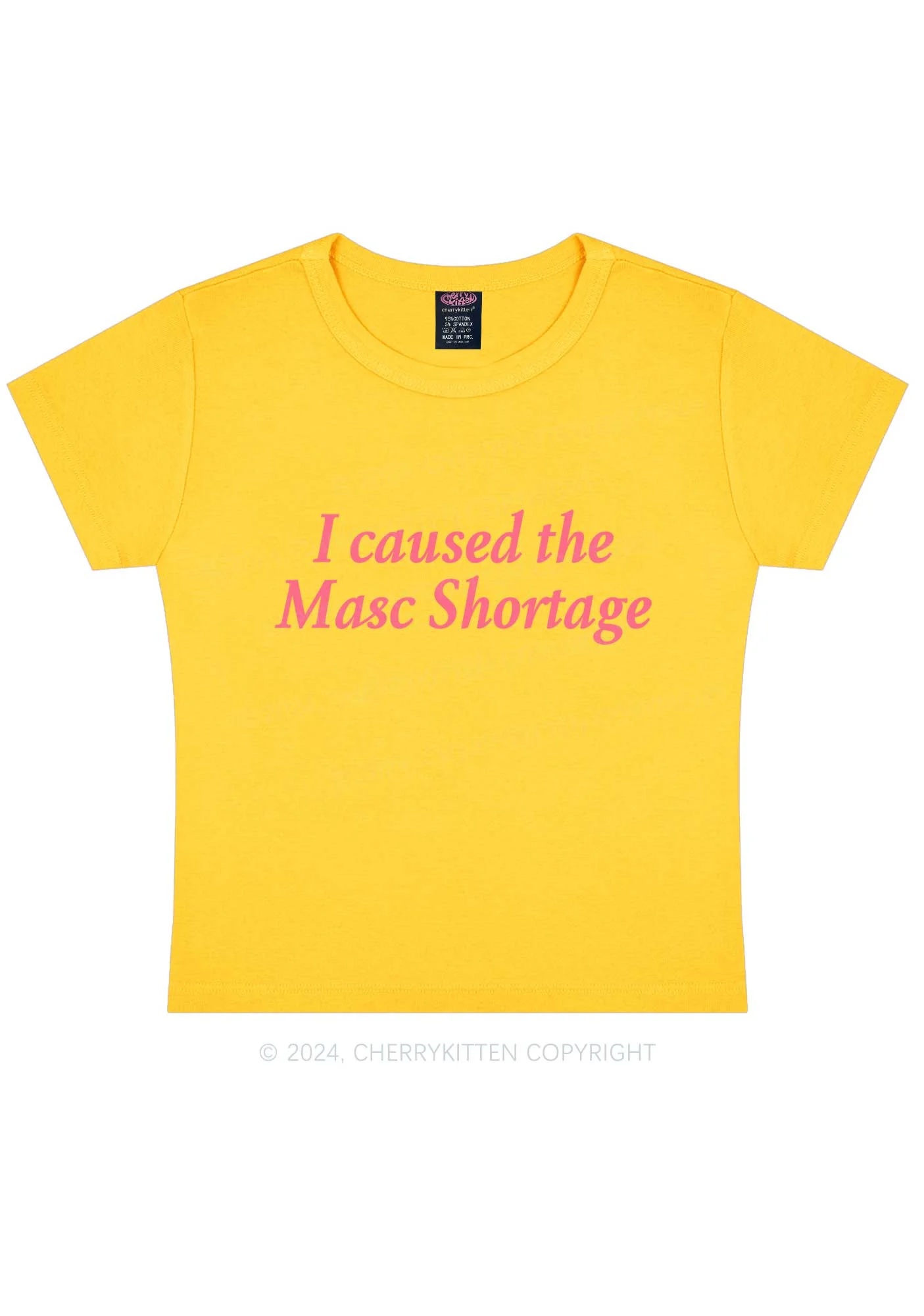 I Caused The Masc Shortage Y2K Baby Tee Cherrykitten - Image 8