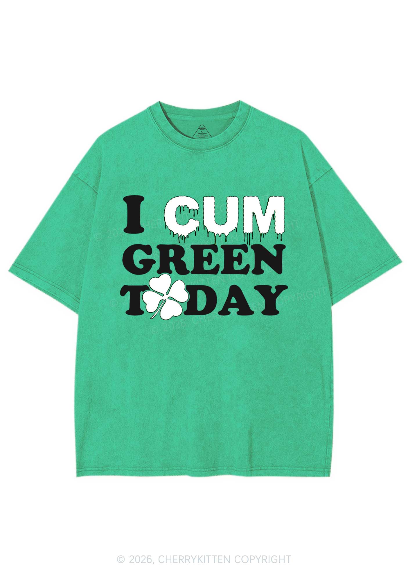 I Cxm Green Today St Patricks Y2K Washed Tee Cherrykitten