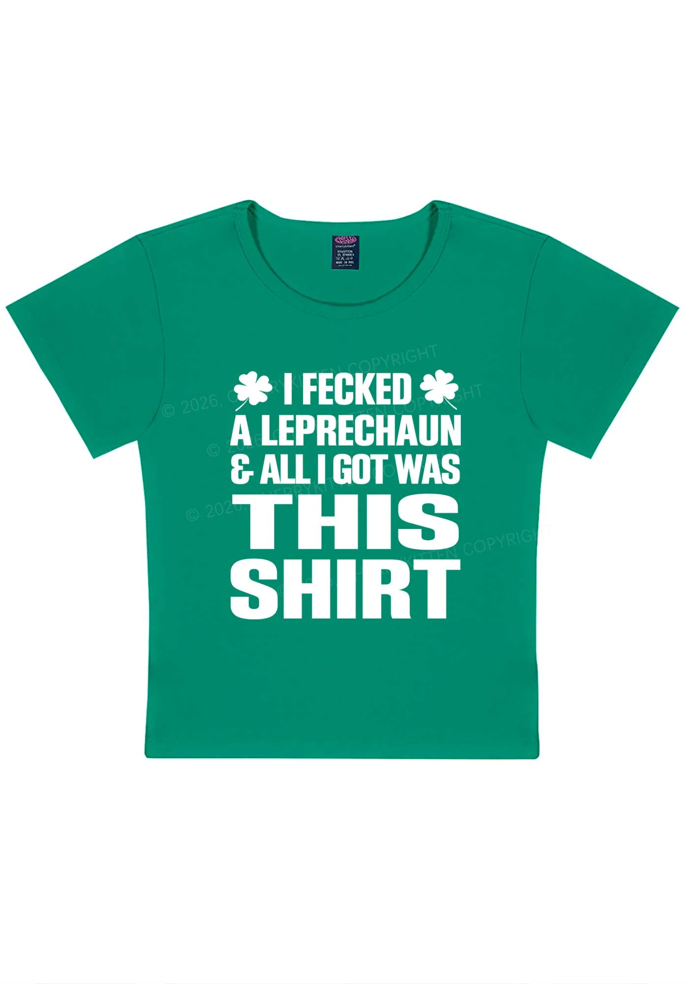 I Fecked A Leprechaun St Patricks Y2K Baby Tee Cherrykitten