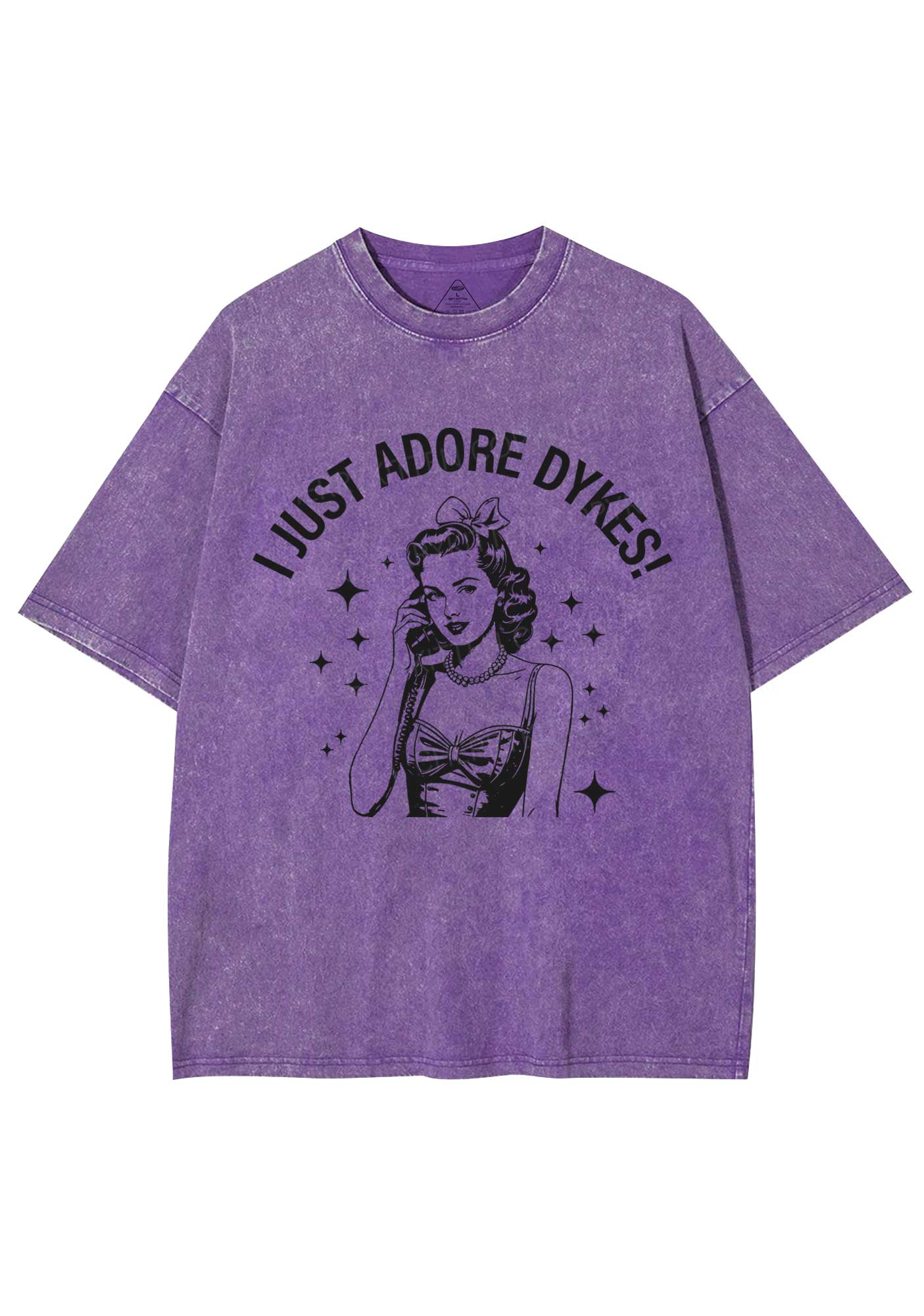 I Just Adore Dykes Y2K Shirts Washed Tee Cherrykitten - Image 5