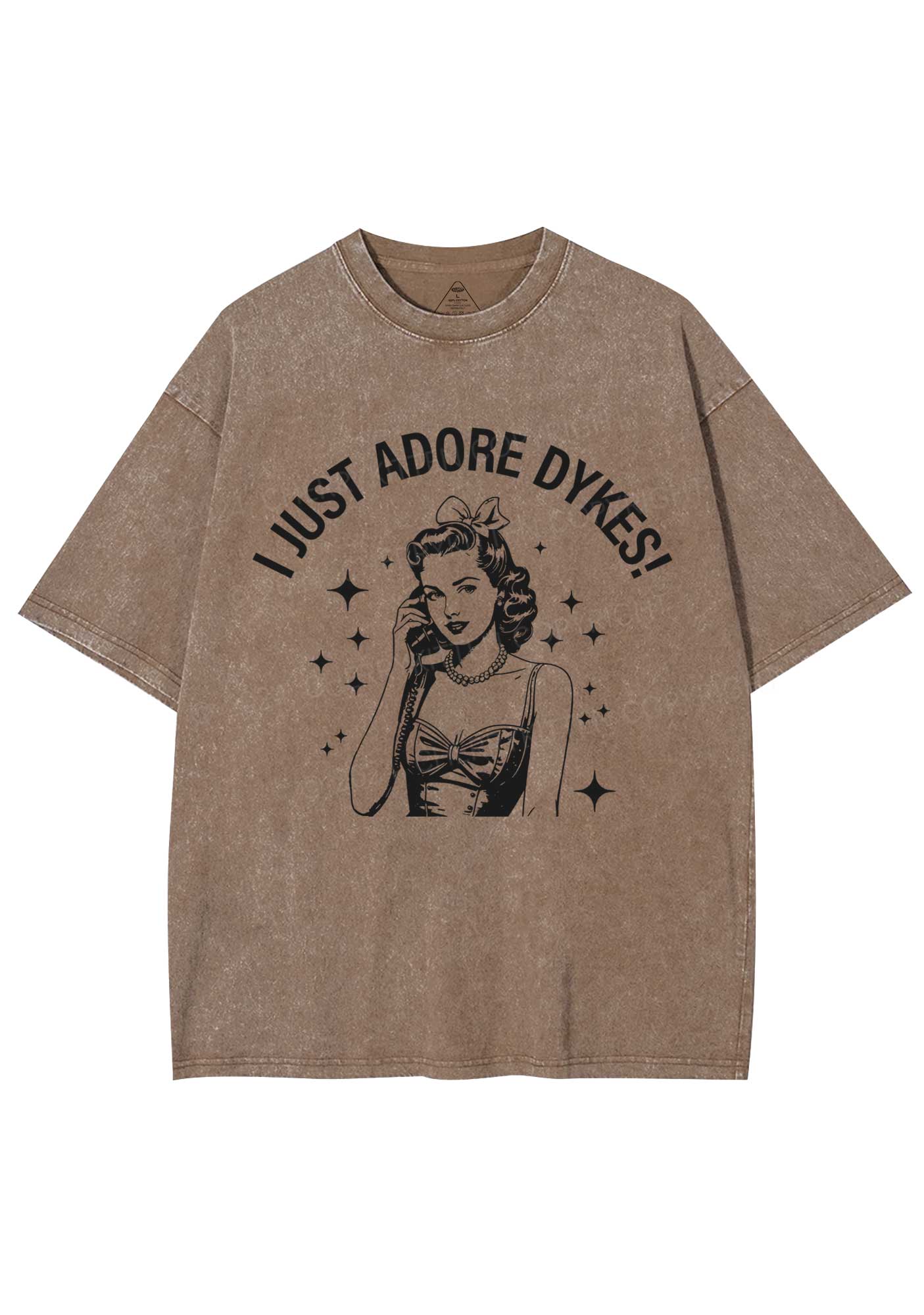 I Just Adore Dykes Y2K Shirts Washed Tee Cherrykitten - Image 8