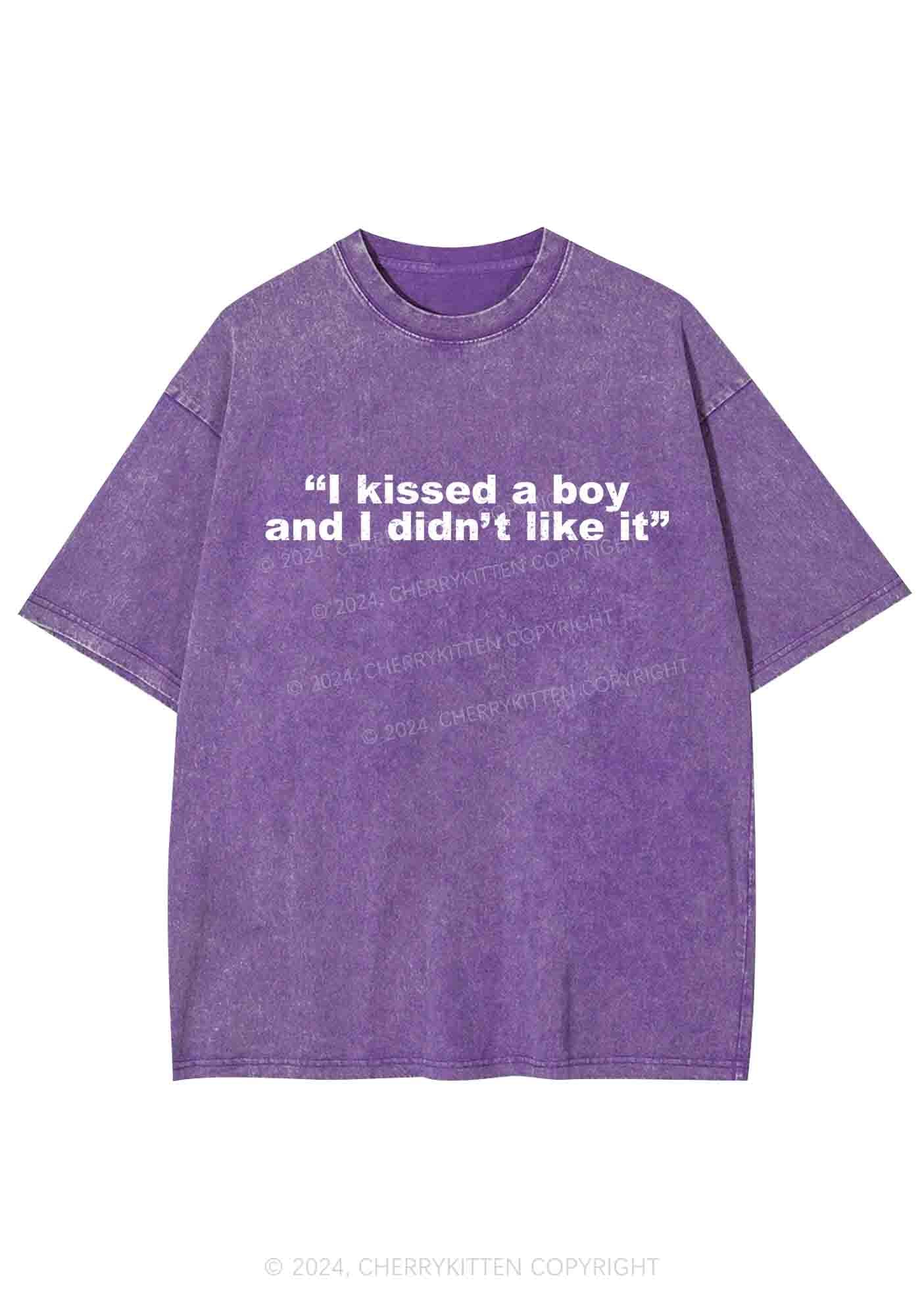 I Kissed A Boy And I Didn't Like It Y2K Washed Tee Cherrykitten - Image 5