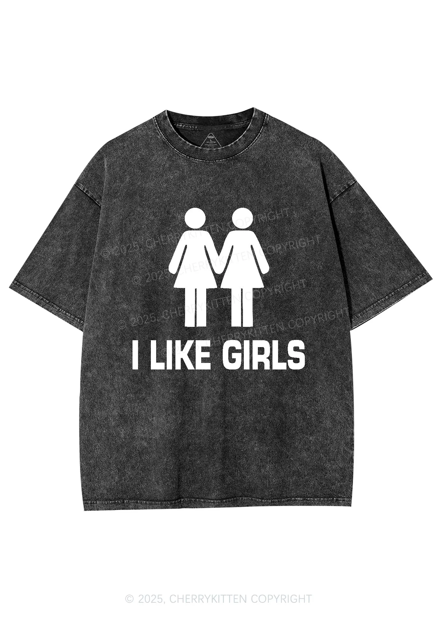 I Like Girls Pride Y2K Shirts Washed Tee Cherrykitten