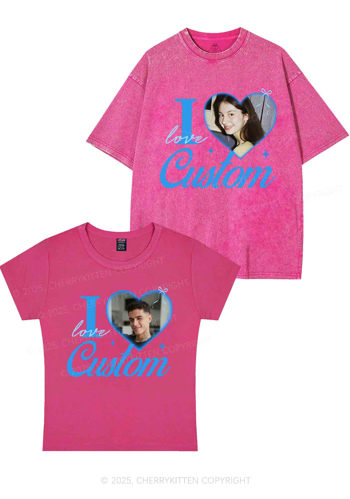 I Love Custom Y2K Valentine's Day Couple Shirt Cherrykitten - Image 6