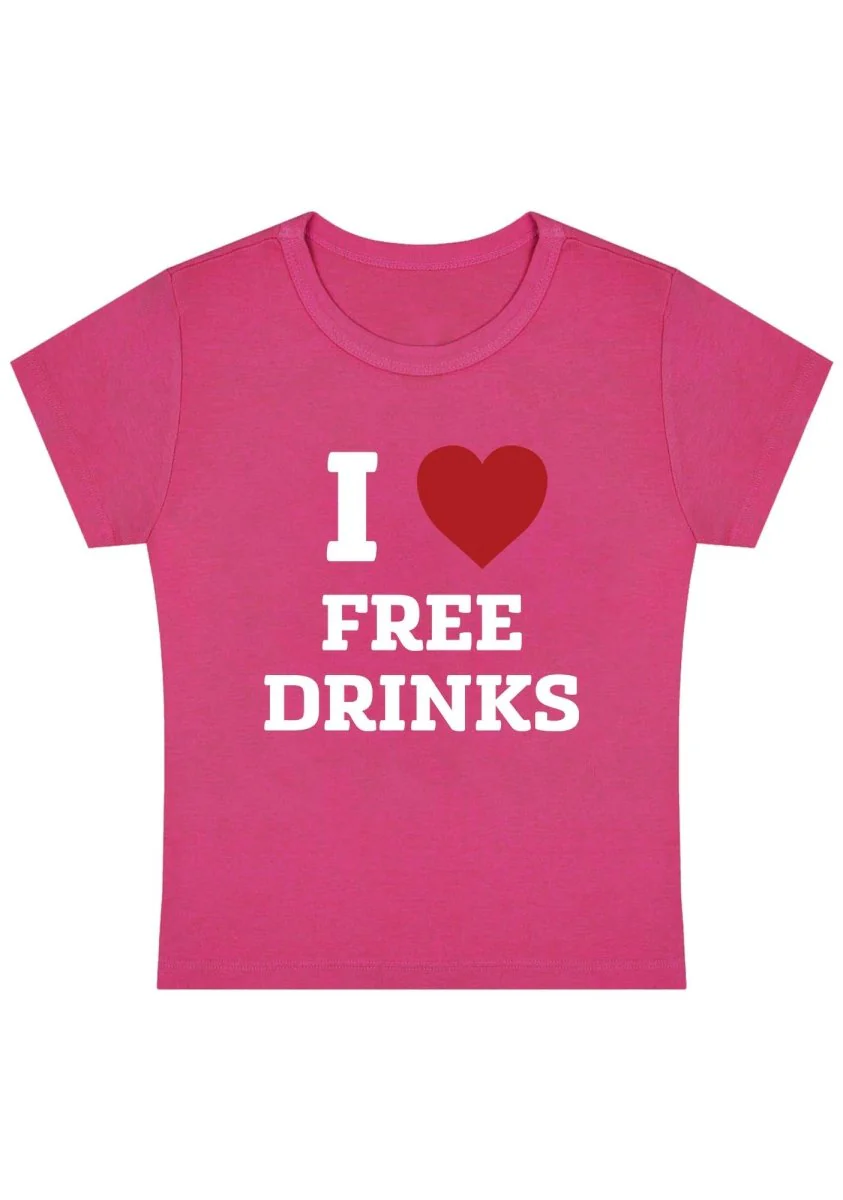 I Love Free Drinks Y2K Baby Tee - Image 7