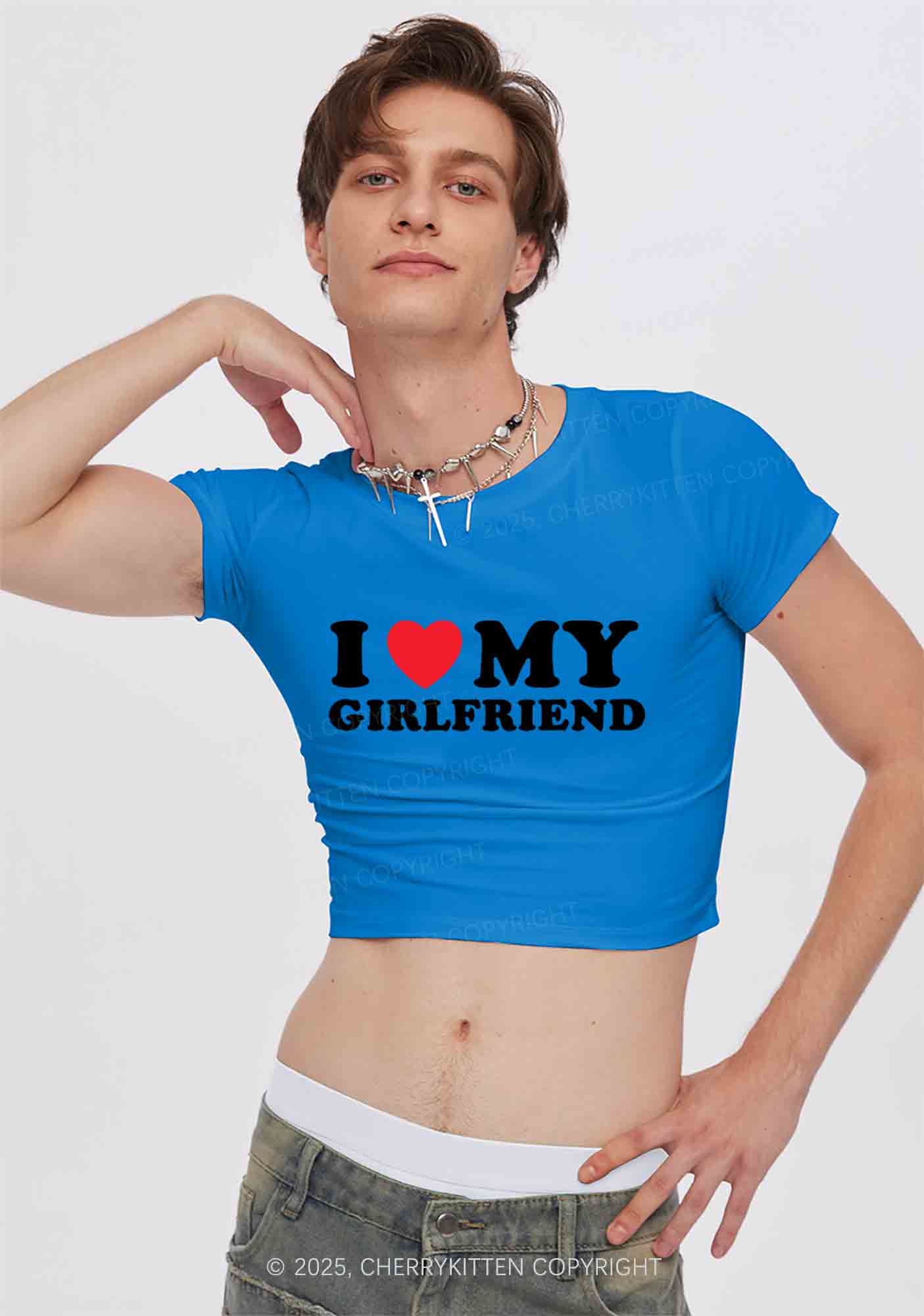 I Love GF BF Y2K Valentine's Day Baby Tee Cherrykitten - Image 3
