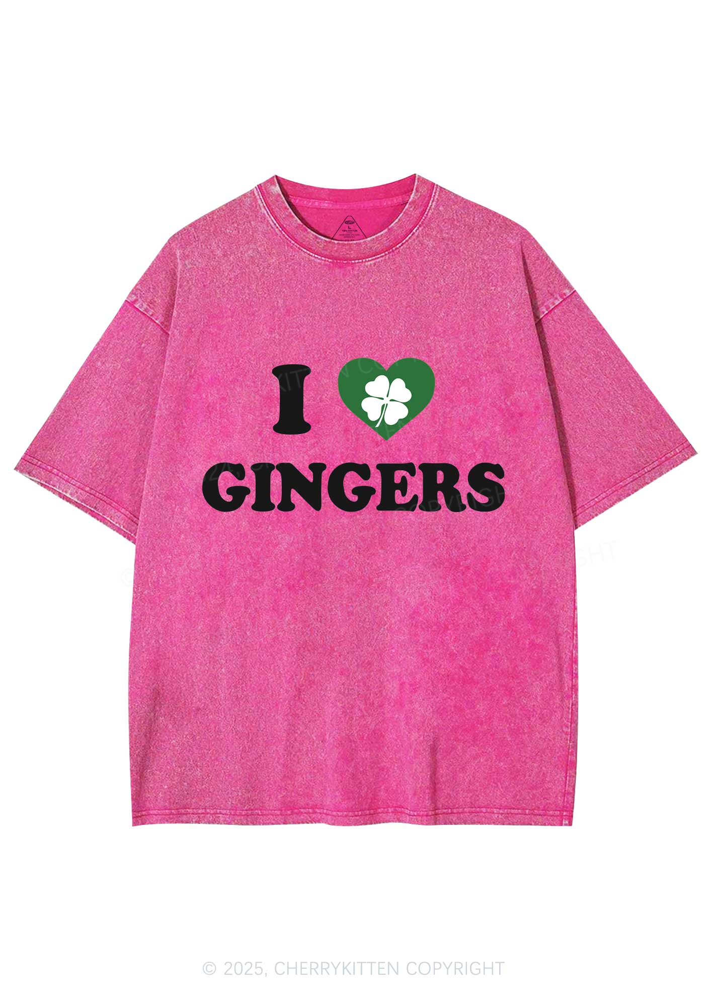 I Love Gingers St Patricks Y2K Washed Tee Cherrykitten - Image 5
