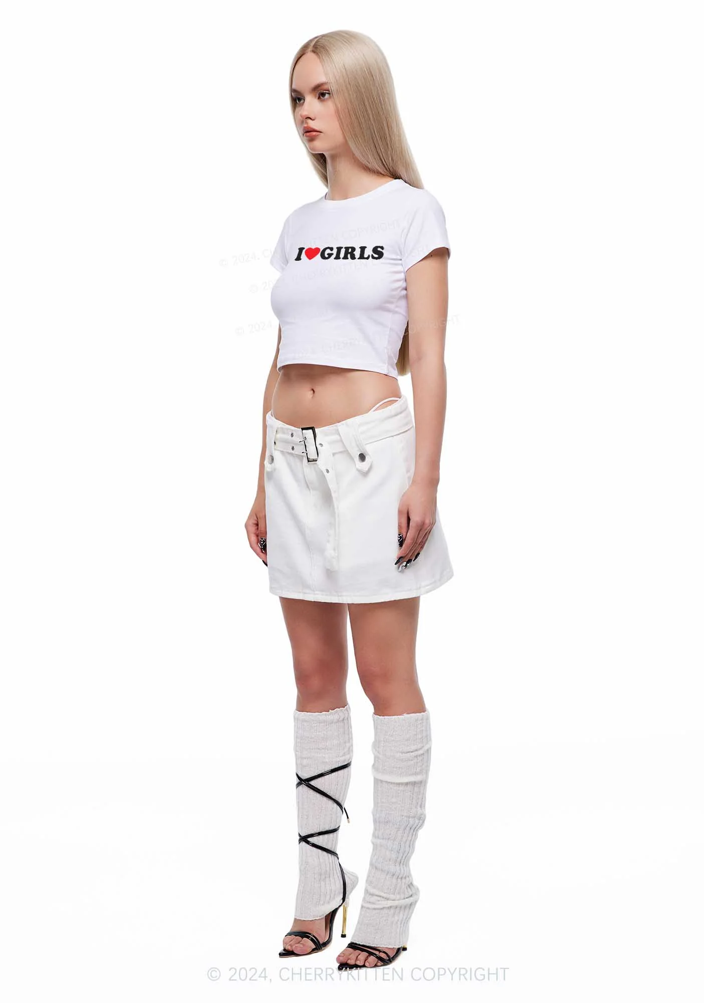 I Love Girls Y2K Baby Tee Cherrykitten - Image 4