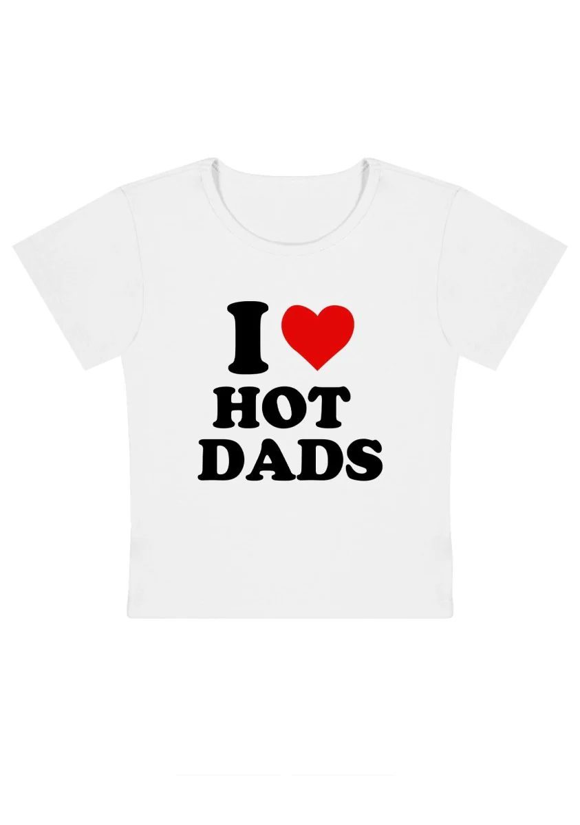 I Love Hot Dads Y2K Baby Tee - Image 2