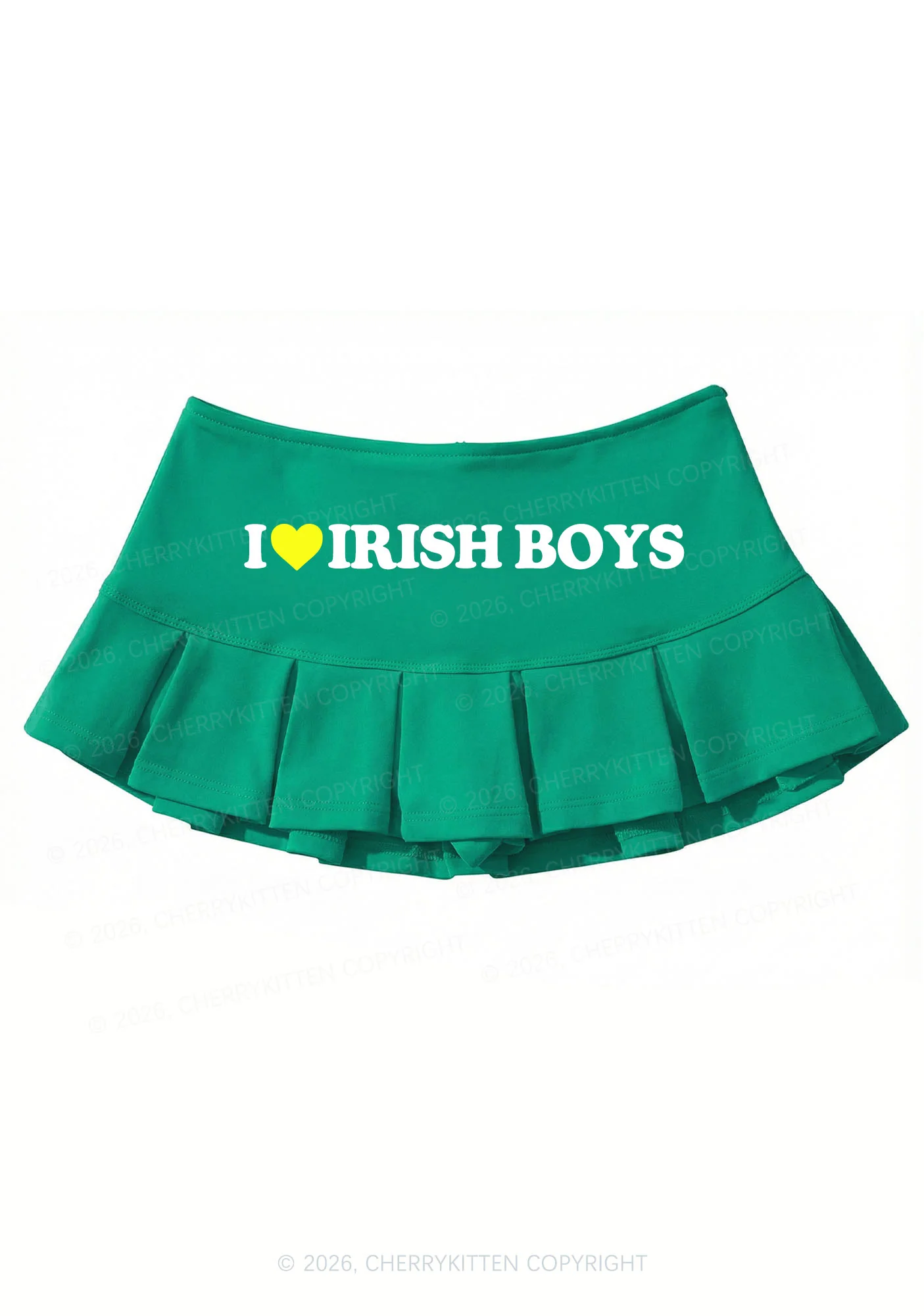 I Love Irish Boys St Patricks Y2K Mini Pleated Skirts Cherrykitten