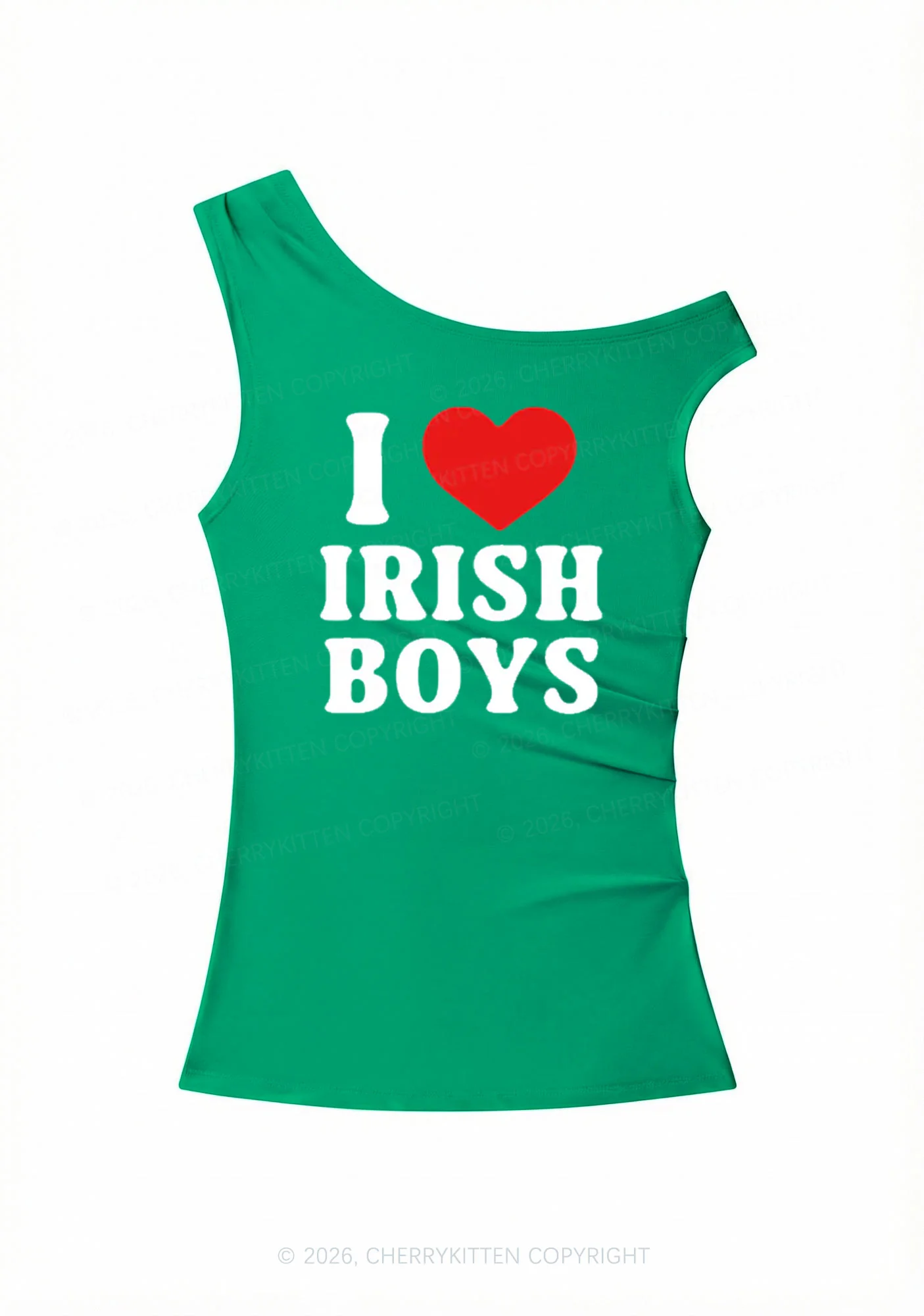 I Love Irish Boys St Patricks Y2K Off Shoulder Tank Top Cherrykitten
