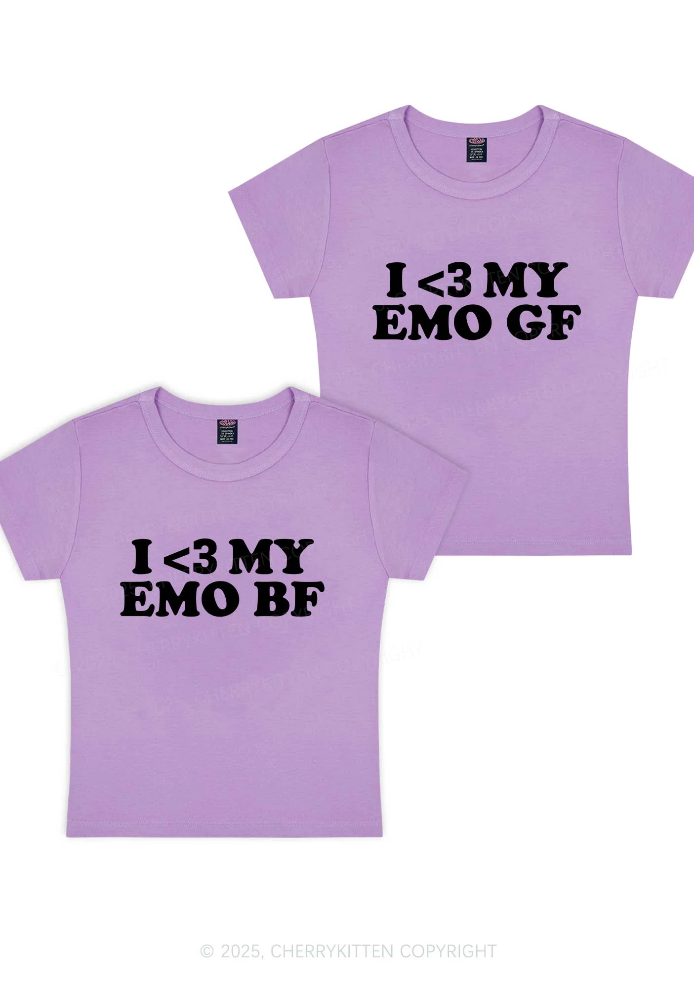 I Love My Emo BF GF Y2K Valentine's Day Baby Tee Cherrykitten - Image 8