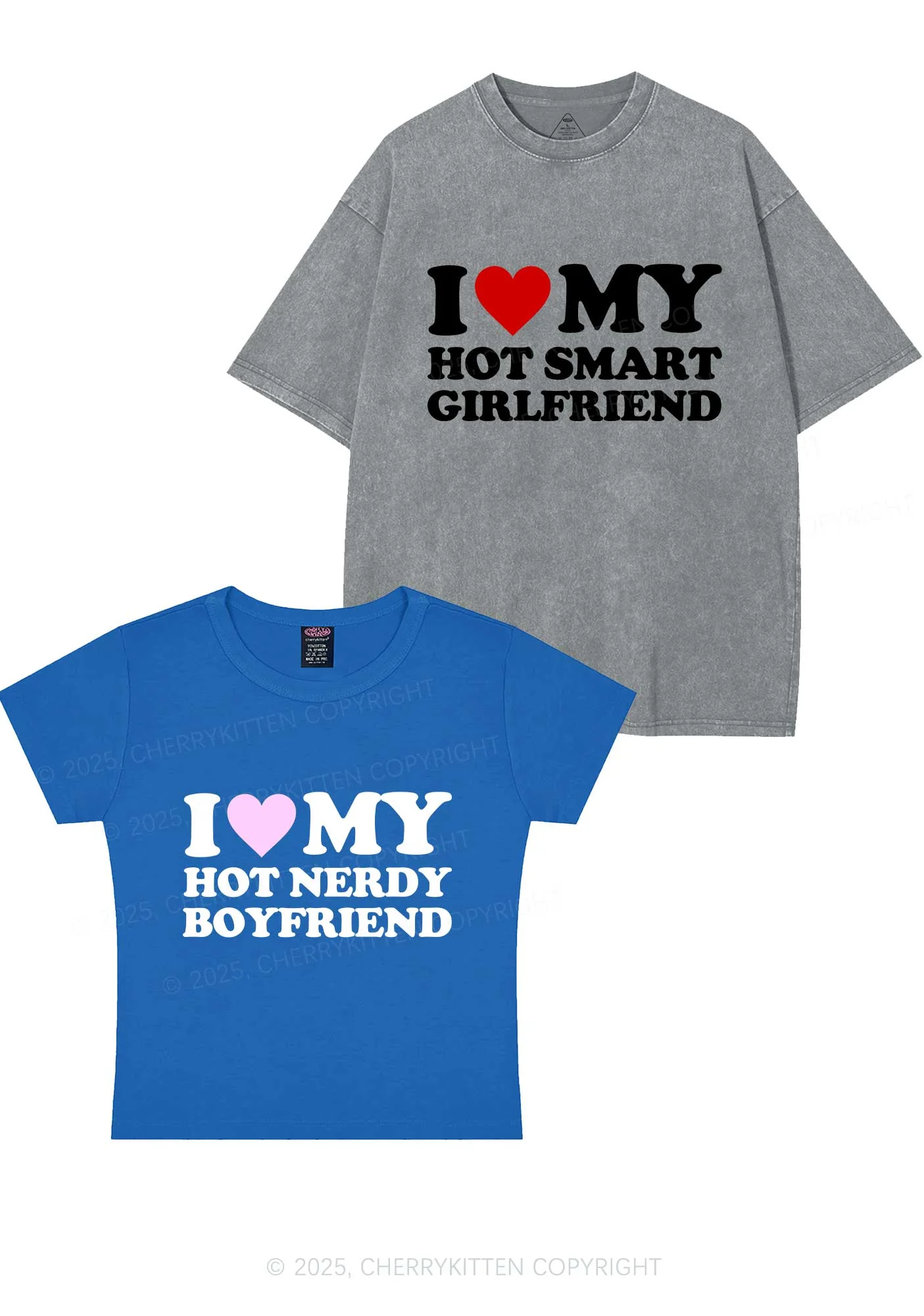 I Love My Hot Nerdy BF Y2K Valentine's Day Couple Shirt Cherrykitten - Image 11