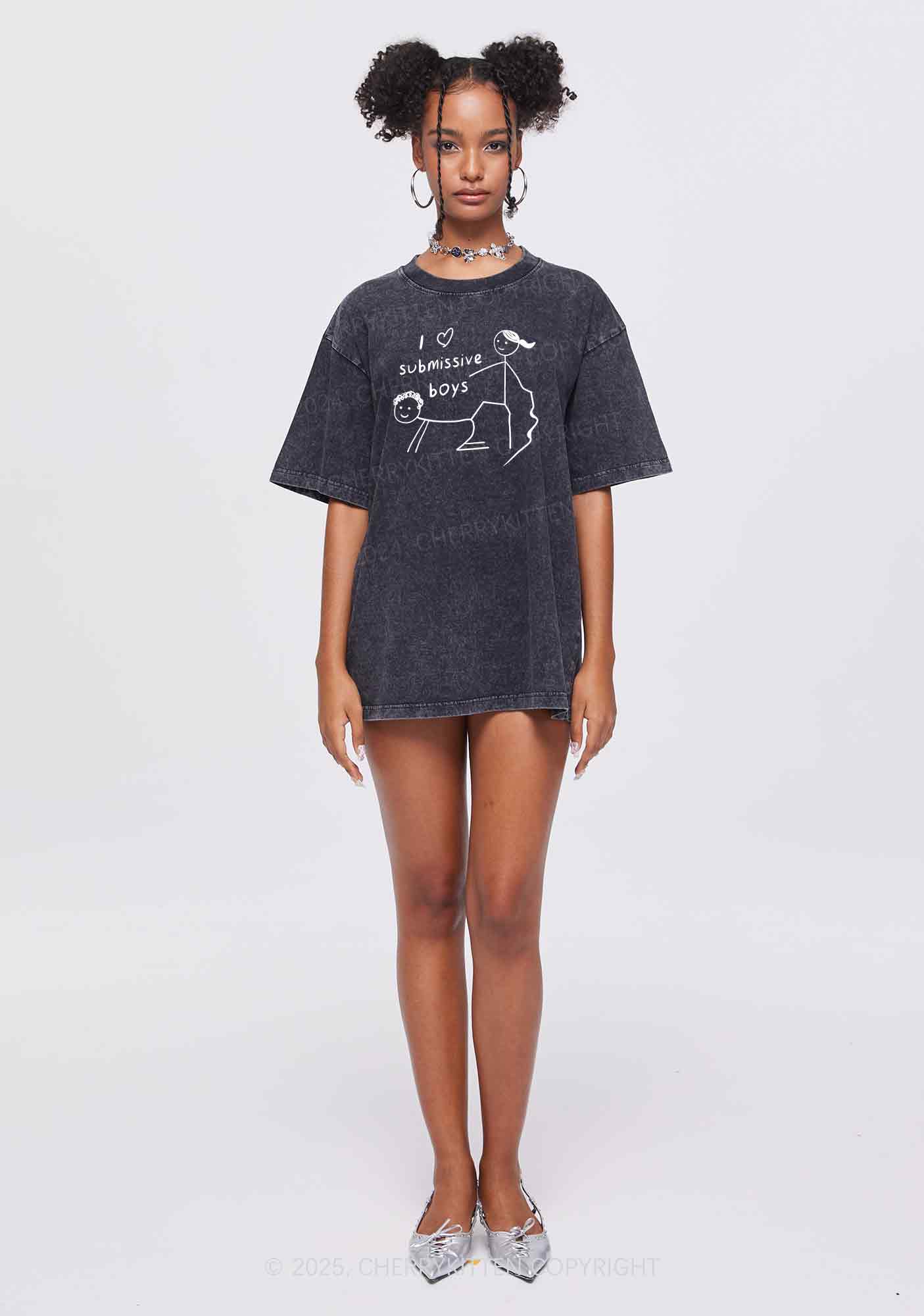 I Love S Boys Y2K Washed Tee Cherrykitten - Image 2