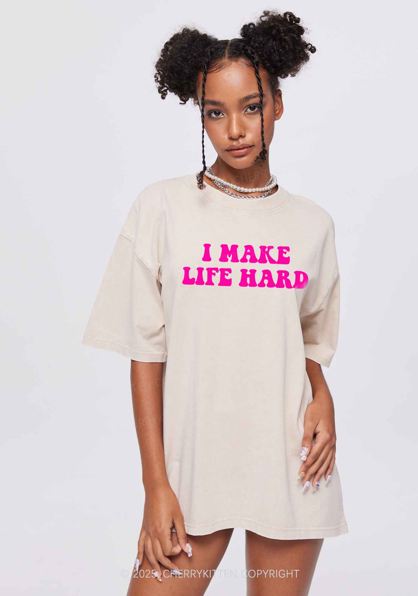 I Make Life Hard Y2K Valentine's Day Couple Shirt Cherrykitten - Image 2