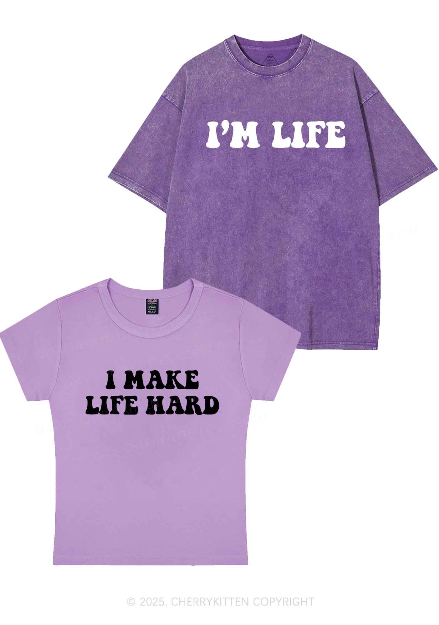 I Make Life Hard Y2K Valentine's Day Couple Shirt Cherrykitten - Image 8