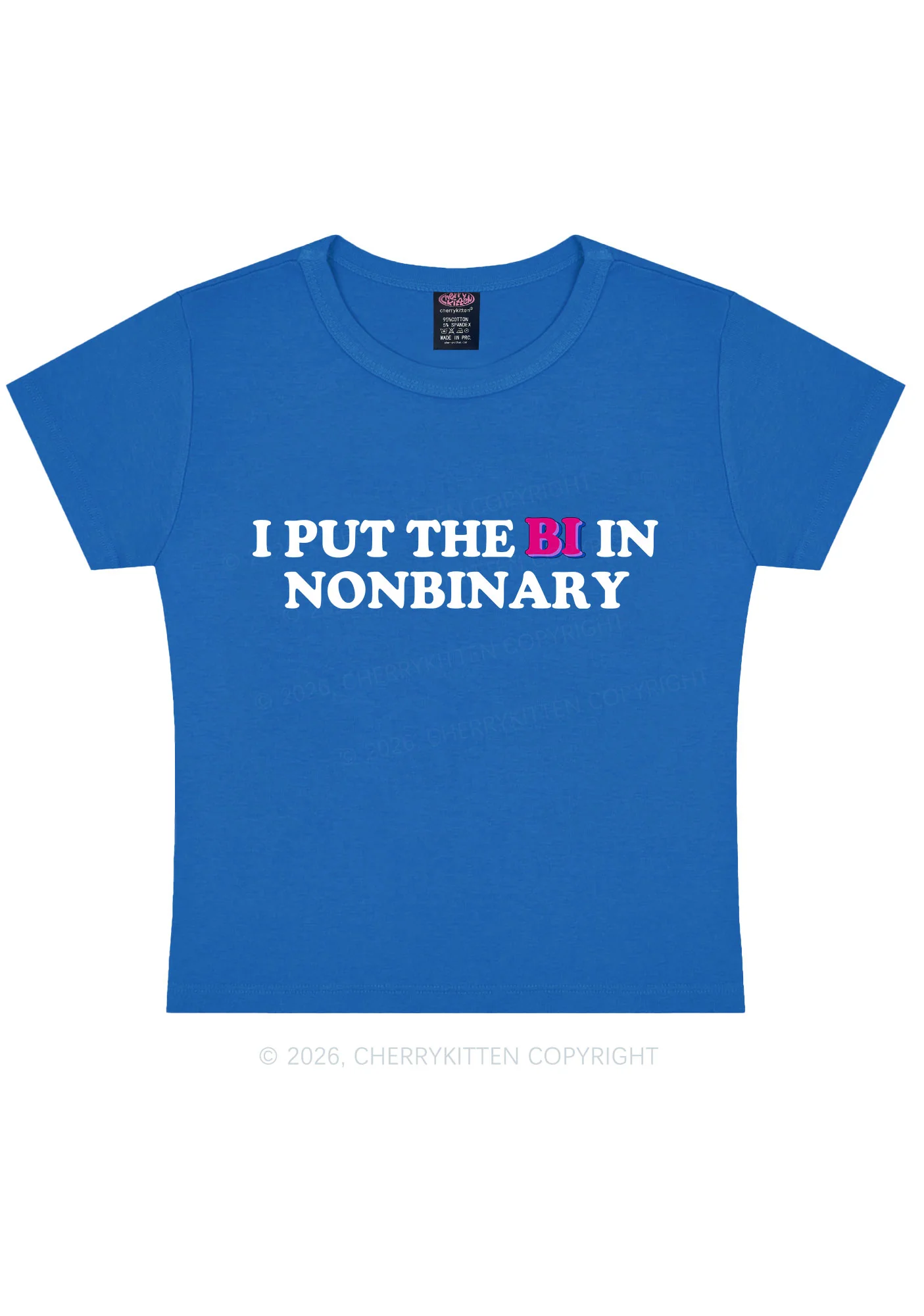 I Put The Bi In Nonbinary Pride Y2K Baby Tee Cherrykitten - Image 7