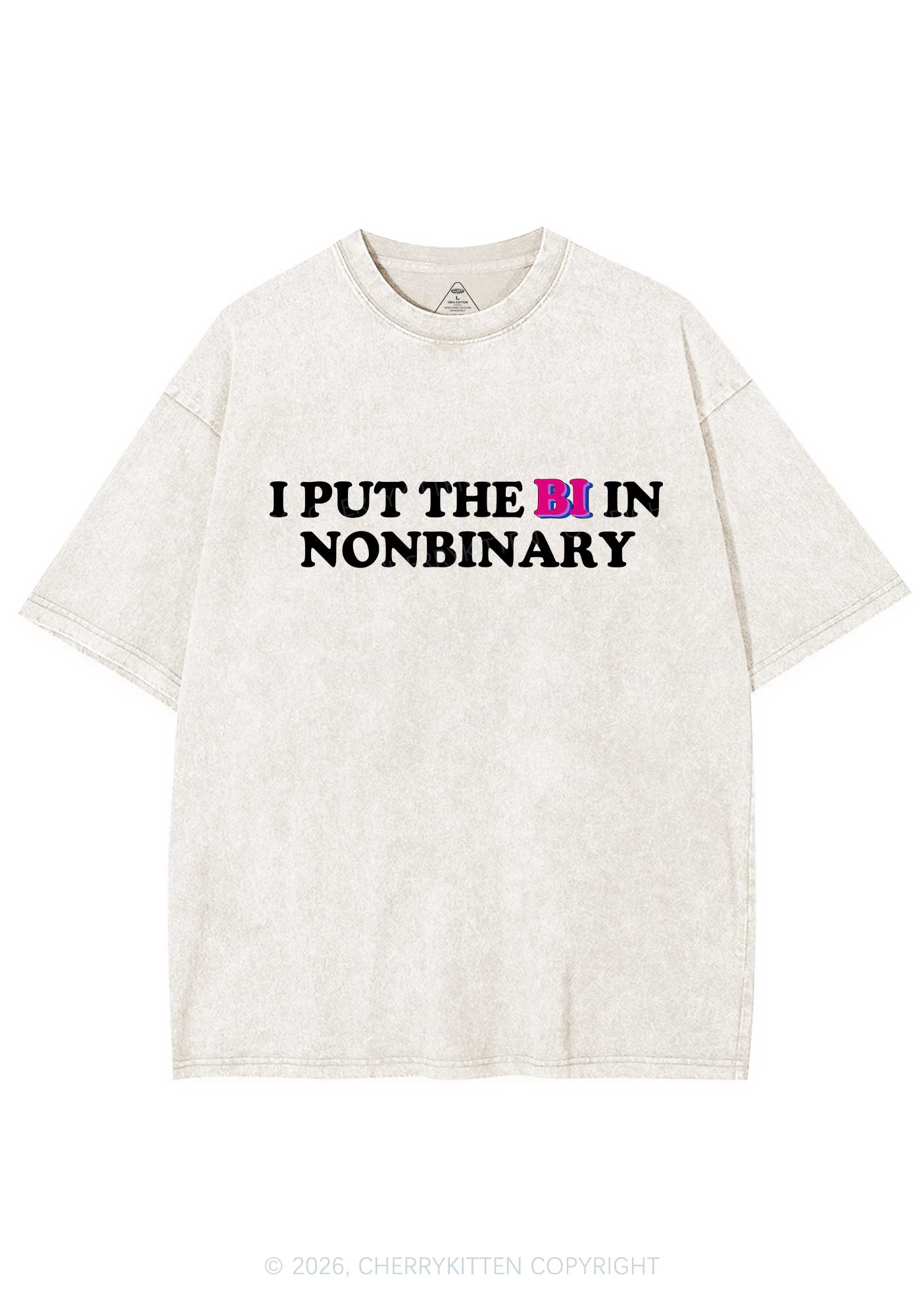 I Put The Bi In Nonbinary Pride Y2K Shirts Washed Tee Cherrykitten