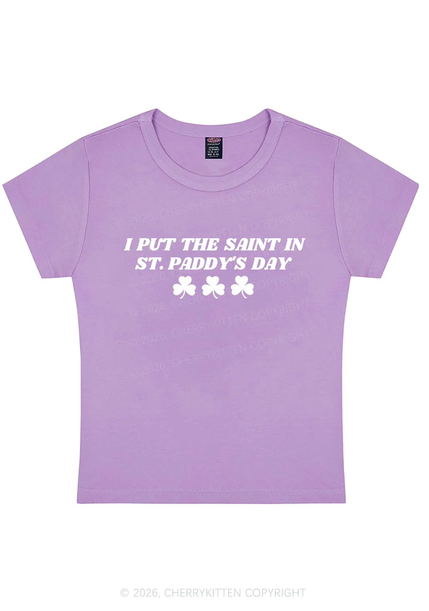 I Put The Saint In St Patricks Y2K Baby Tee Cherrykitten - Image 9