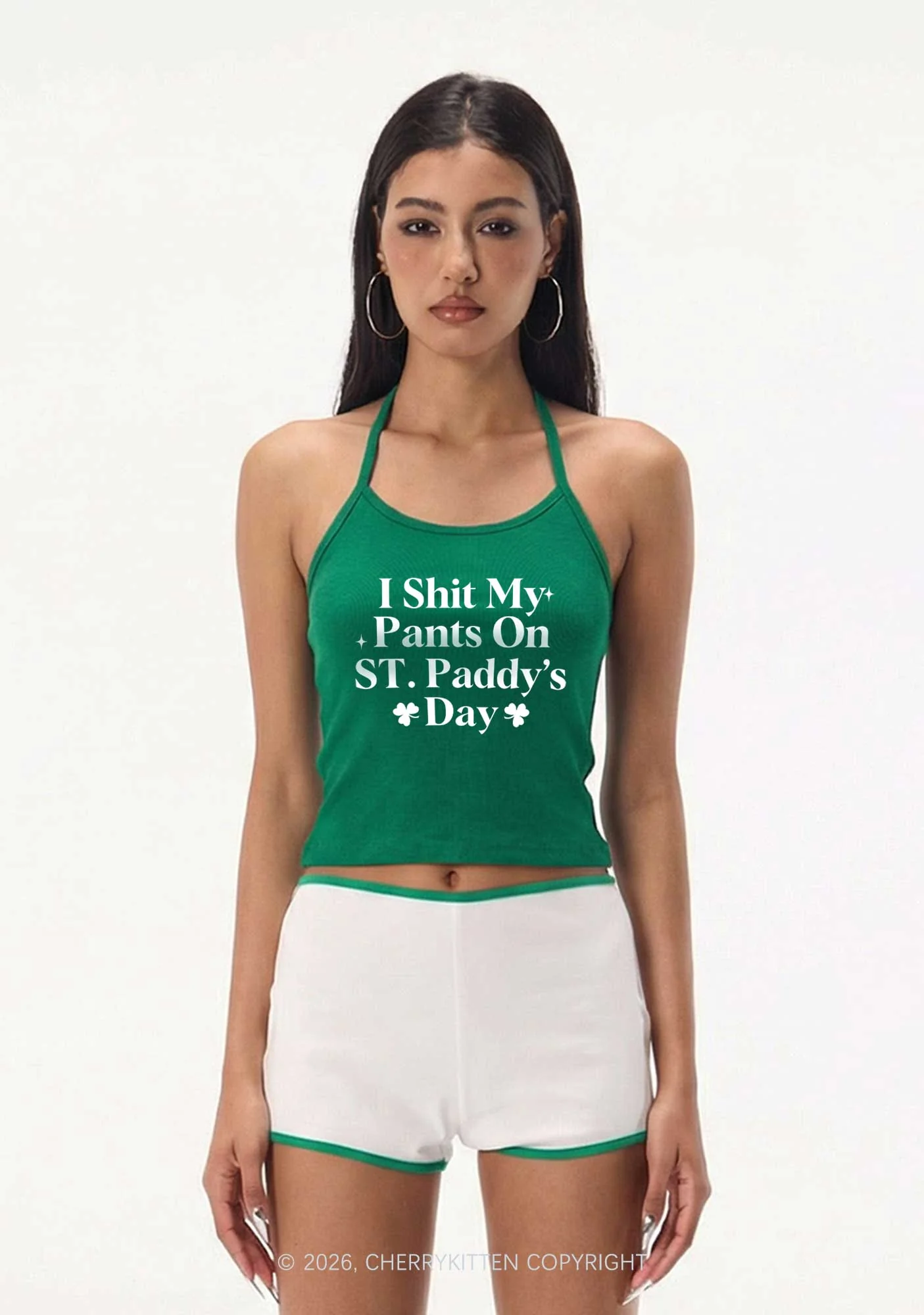 I Shxt My Pants St Patricks Y2K Halter Neck Cami Cherrykitten - Image 2