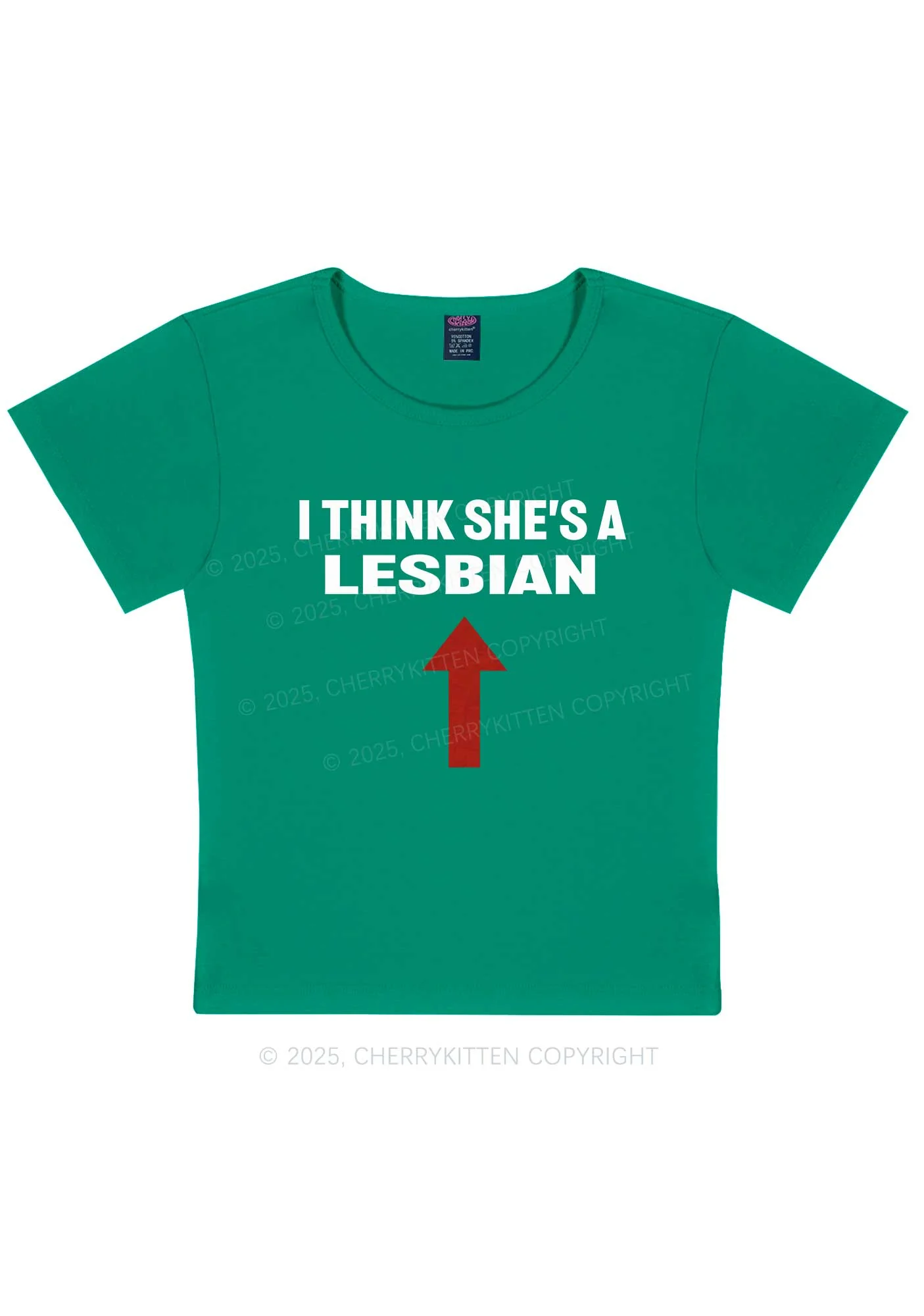 I Think She's A Lesbian Y2K Baby Tee Cherrykitten - Image 10