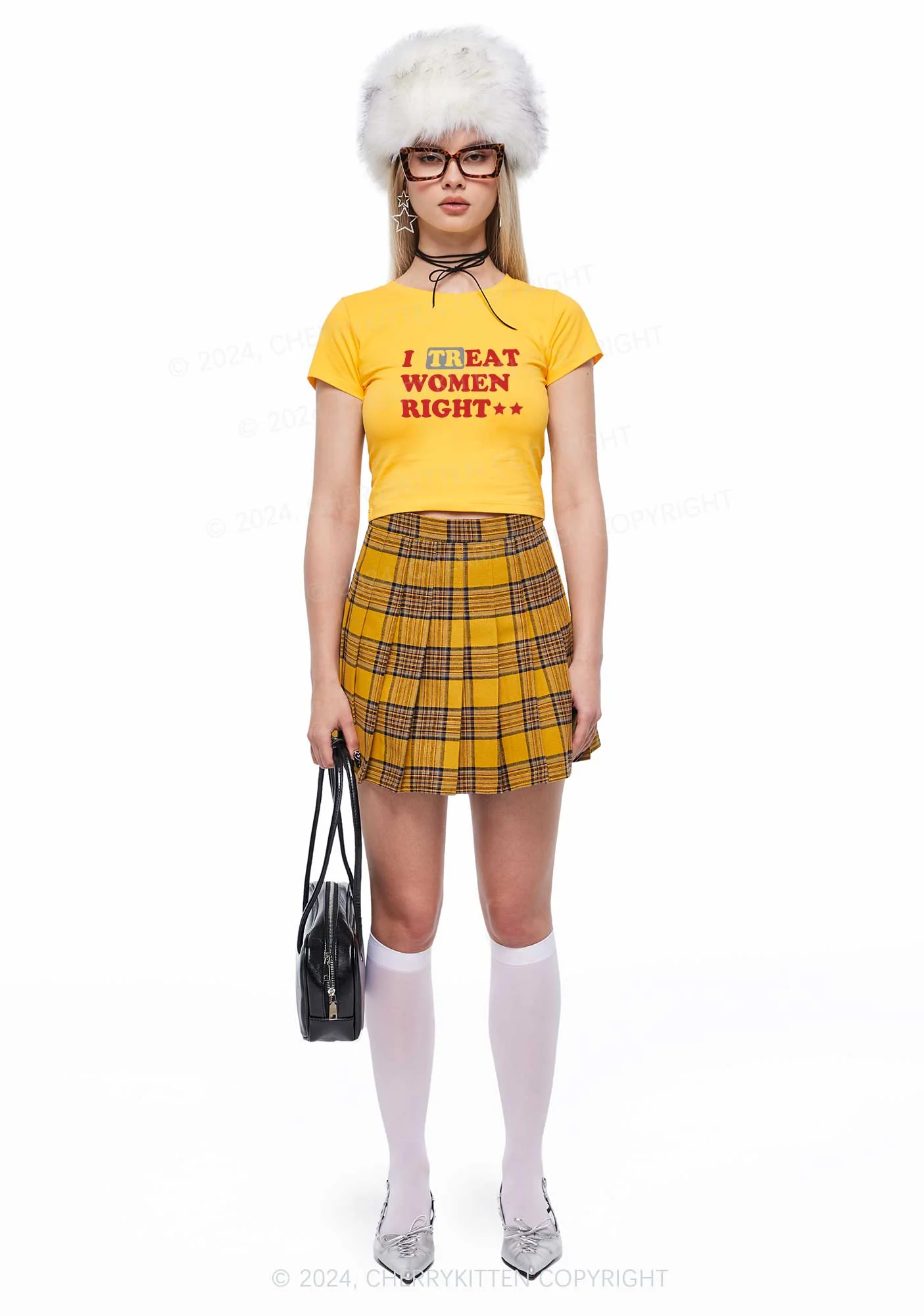 I Treat Women Right Y2K Baby Tee Cherrykitten - Image 3