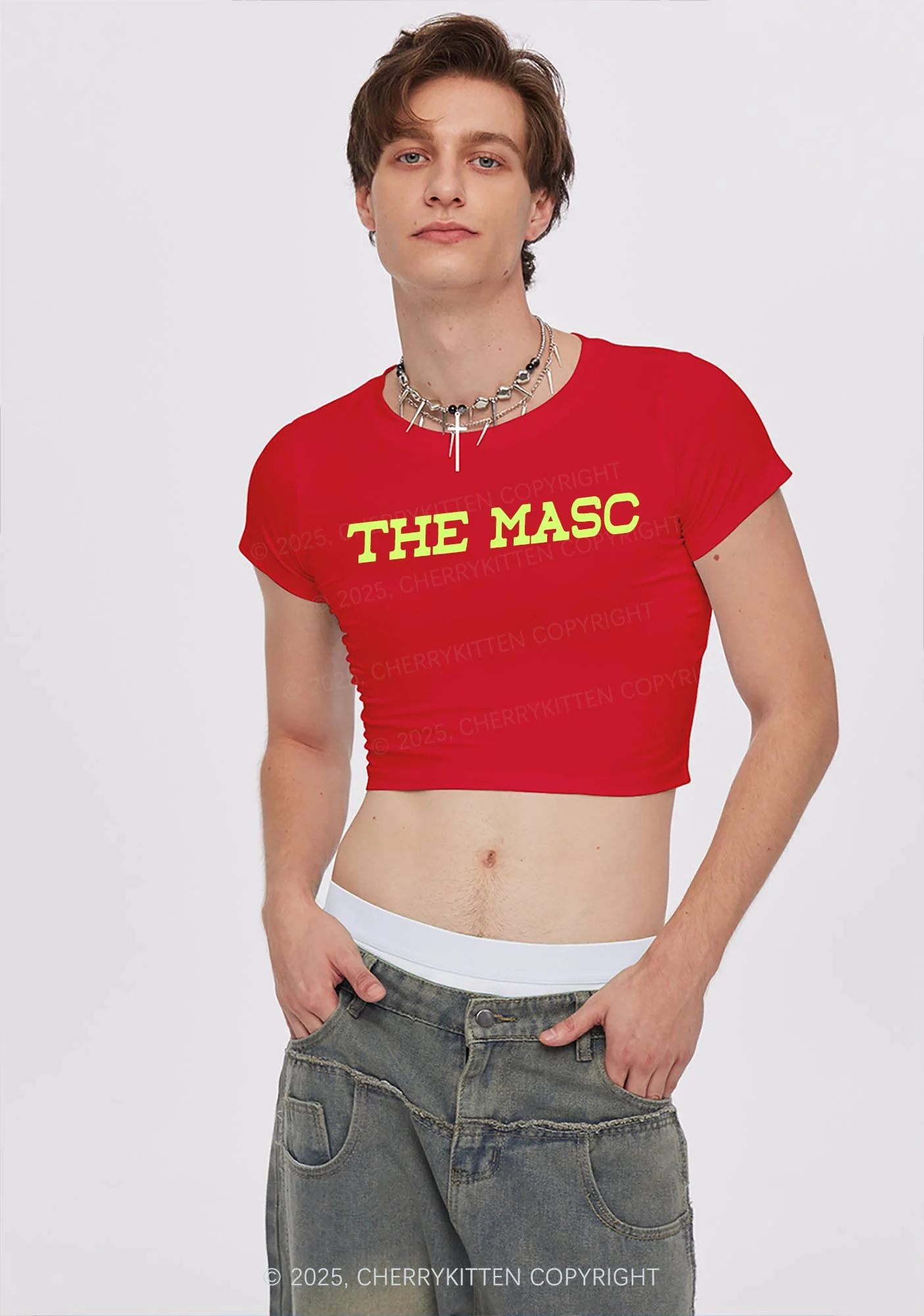 I Turn Mascs Into Bottoms Pride Y2K Valentine's Day Baby Tee Cherrykitten - Image 2