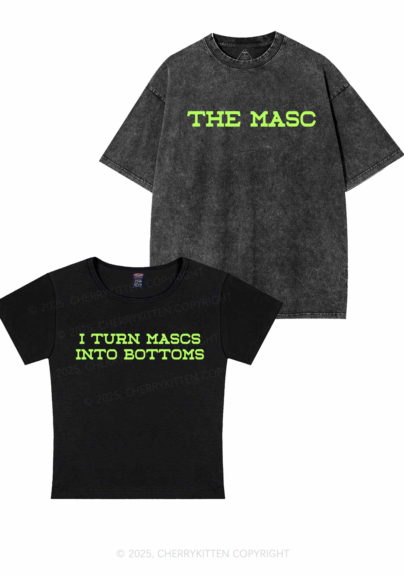 I Turn Mascs Into Bottoms Pride Y2K Valentine's Day Couple Shirt Cherrykitten