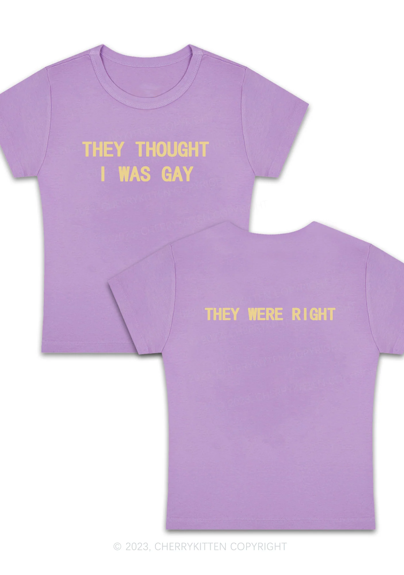 I Was Gay Two Sides Y2K Baby Tee Cherrykitten - Image 7