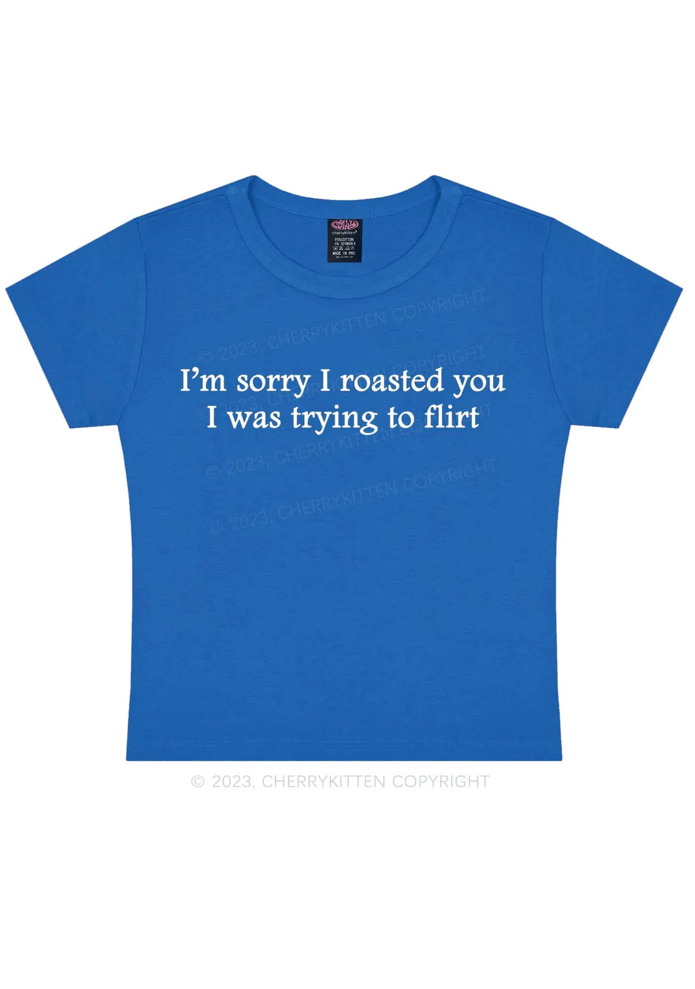 I Was Trying To Flirt Y2K Baby Tee Cherrykitten - Image 8