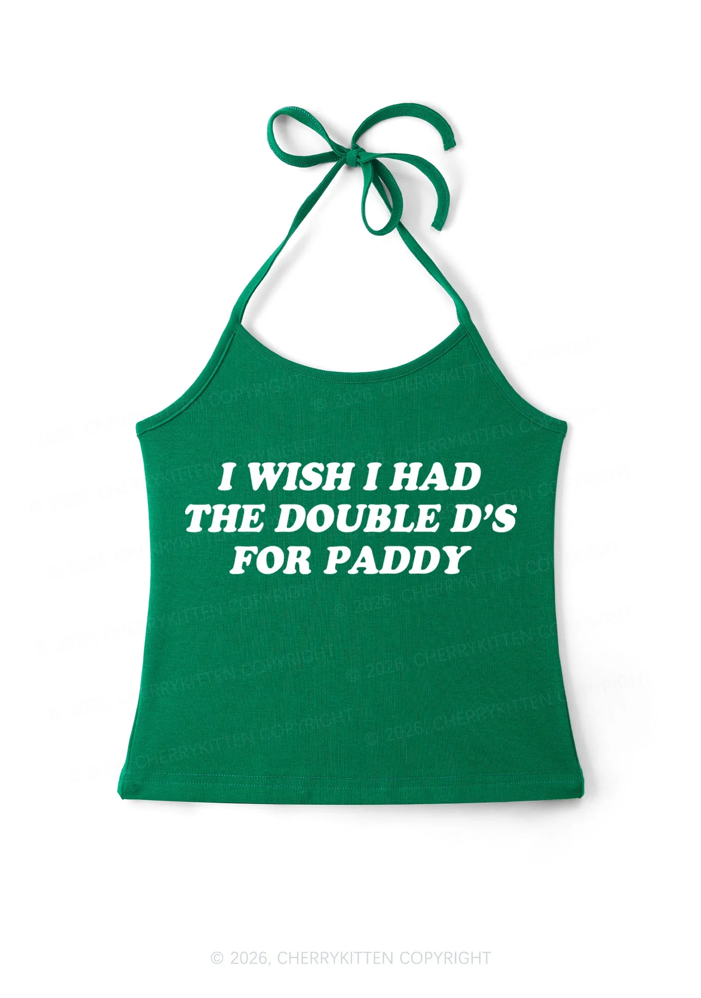 I Wish I Had Double Ds St Patricks Y2K Halter Neck Cami Cherrykitten