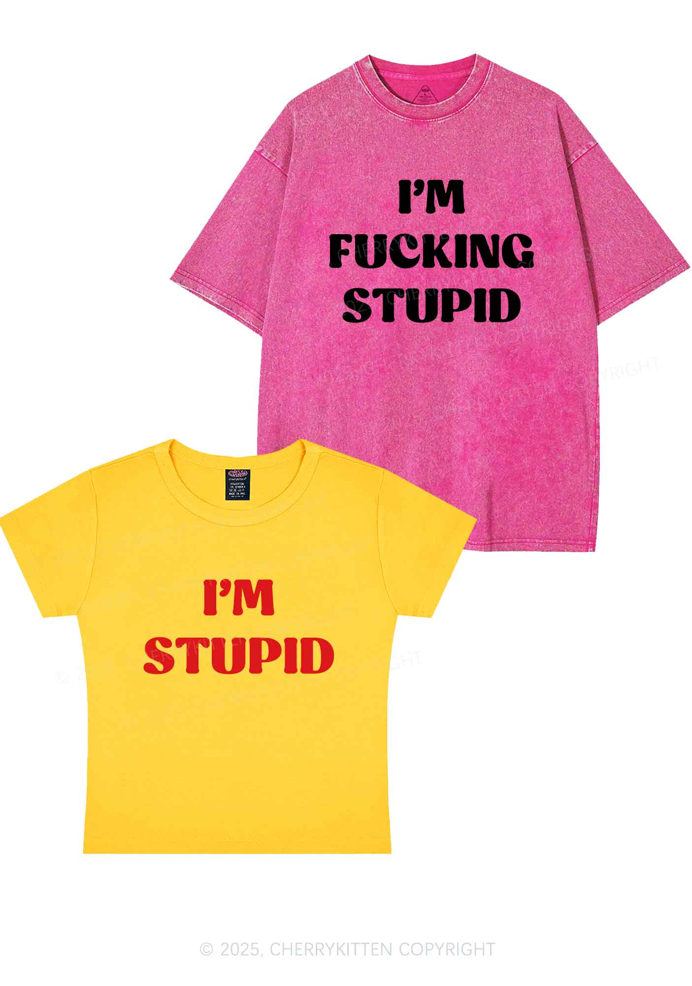 Im Fxxking Stupid Y2K Valentine's Day Couple Shirt Cherrykitten - Image 4