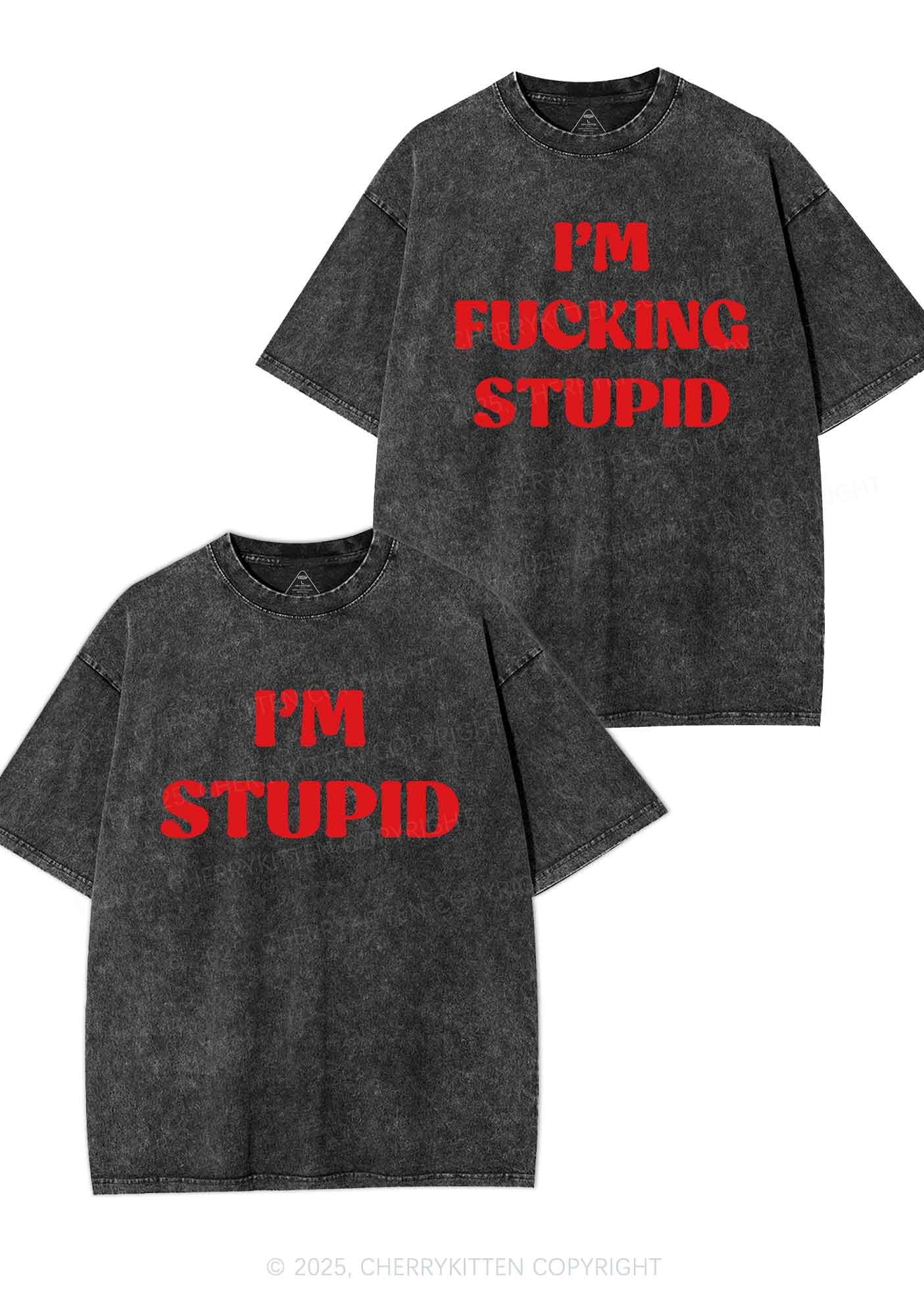 Im Fxxking Stupid Y2K Valentine's Day Washed Tee Cherrykitten