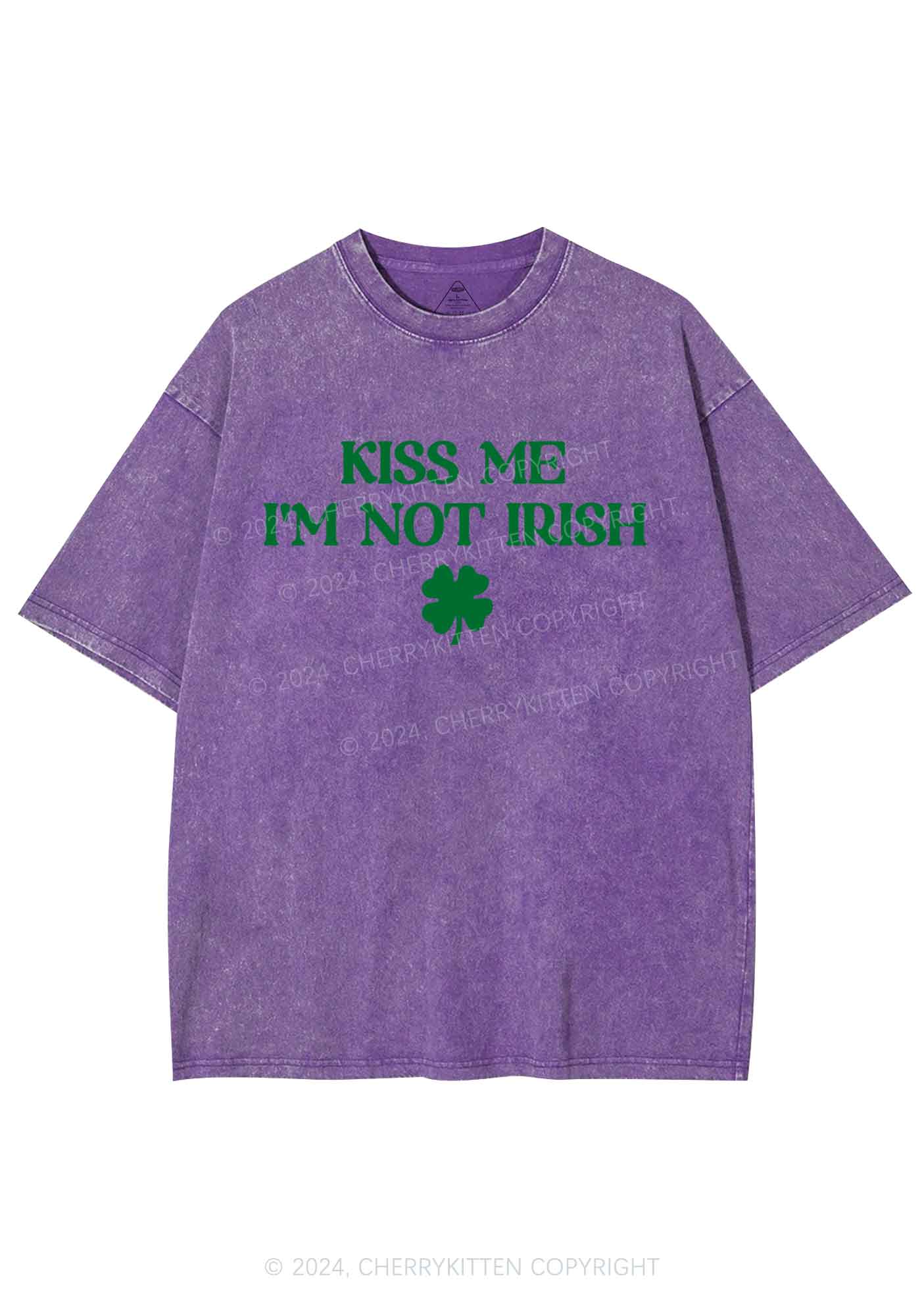 Im Not Irish St Patricks Y2K Washed Tee Cherrykitten - Image 8