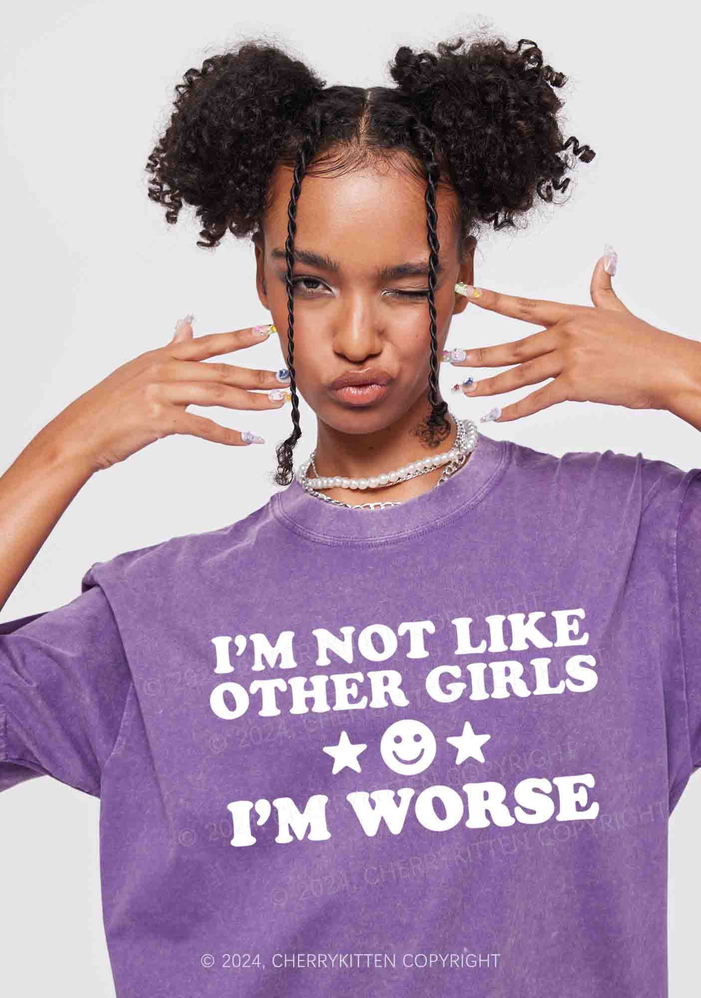 I'm Worse Y2K Washed Tee Cherrykitten - Image 2
