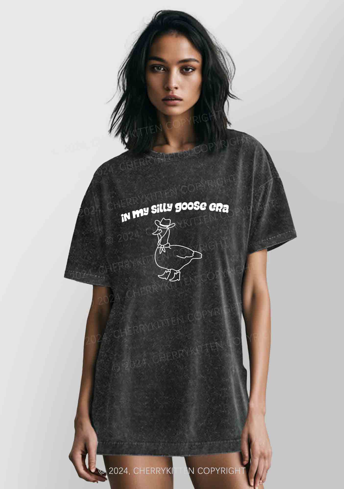 In My Silly Goose Era Y2K Washed Tee Cherrykitten - Image 2