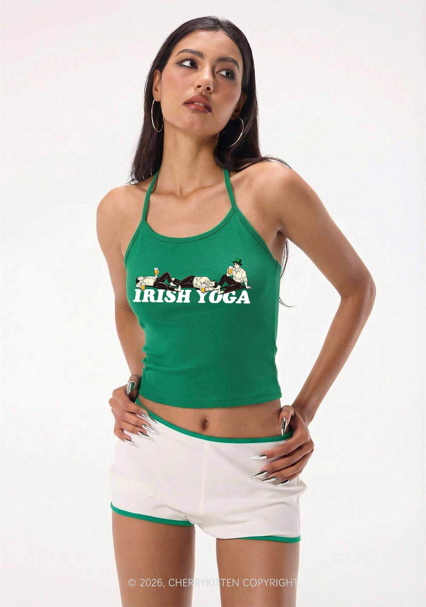 Irish Yoga St Patricks Y2K Halter Neck Cami Cherrykitten - Image 2