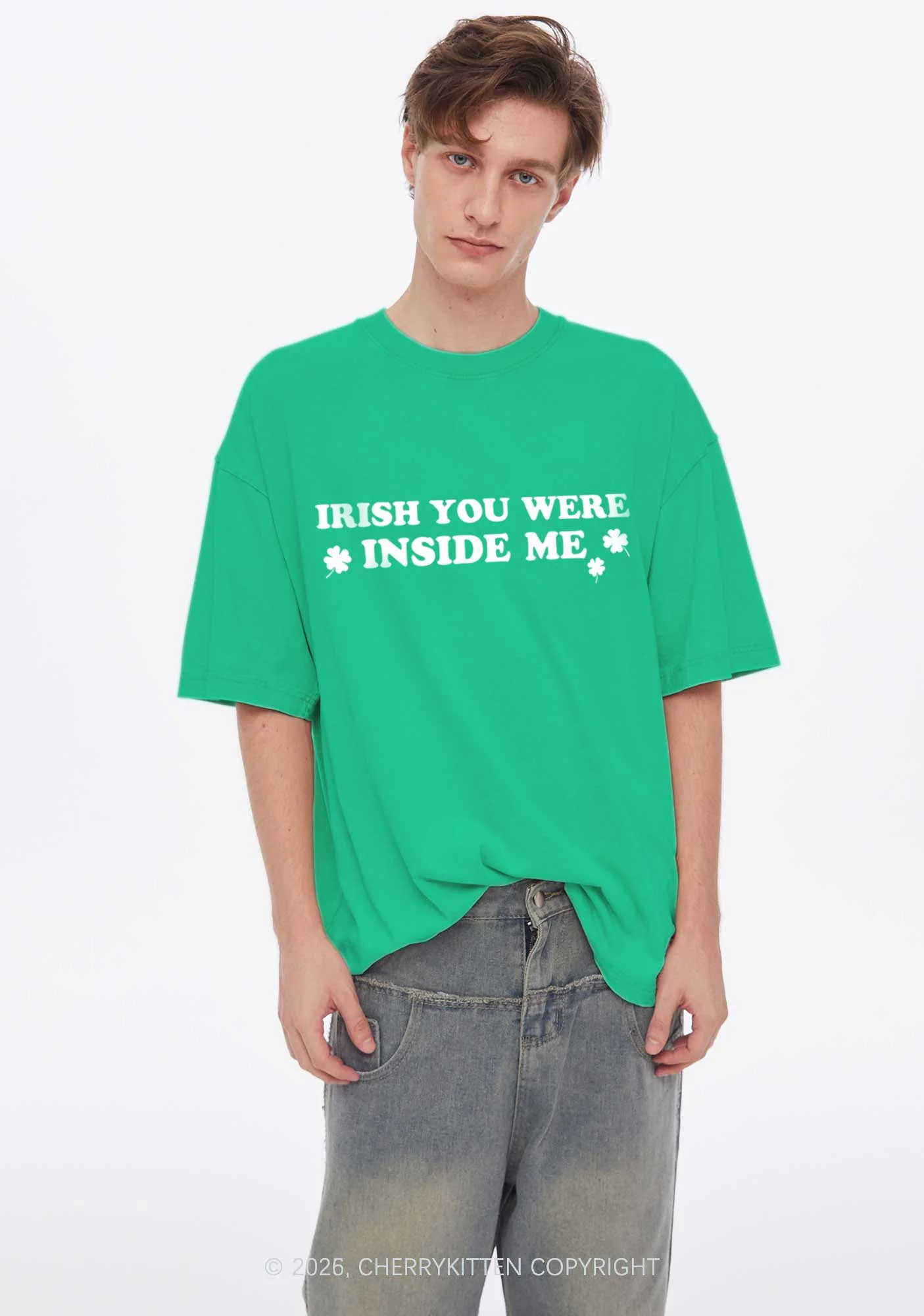 Irish You Were Inside Me St Patricks Y2K Shirts Washed Tee Cherrykitten - Image 2