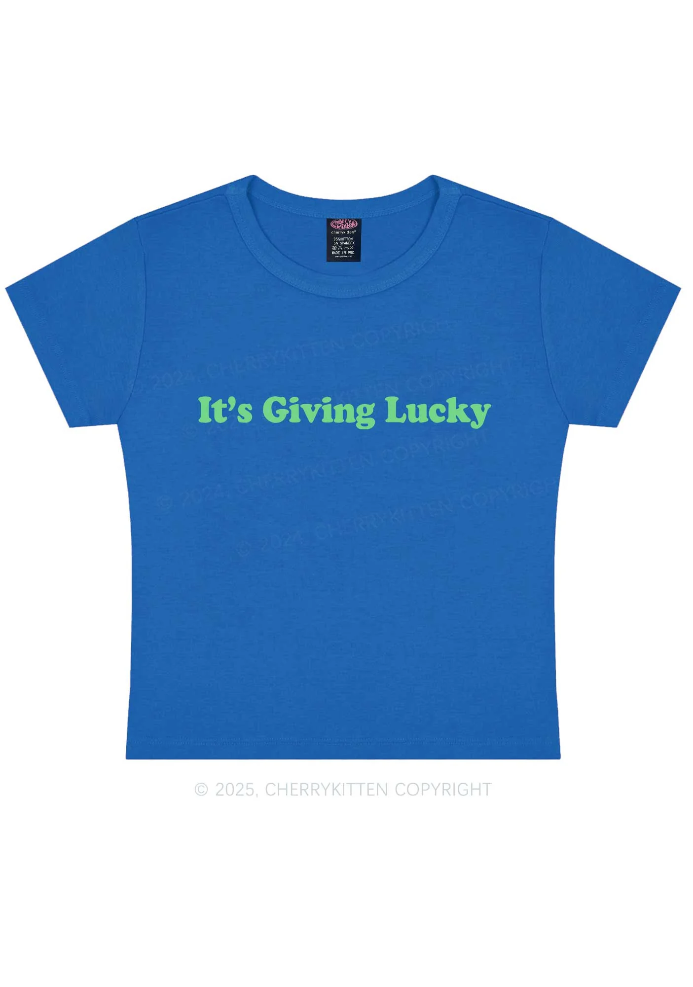 Its Giving Lucky St Patricks Y2K Baby Tee Cherrykitten - Image 12